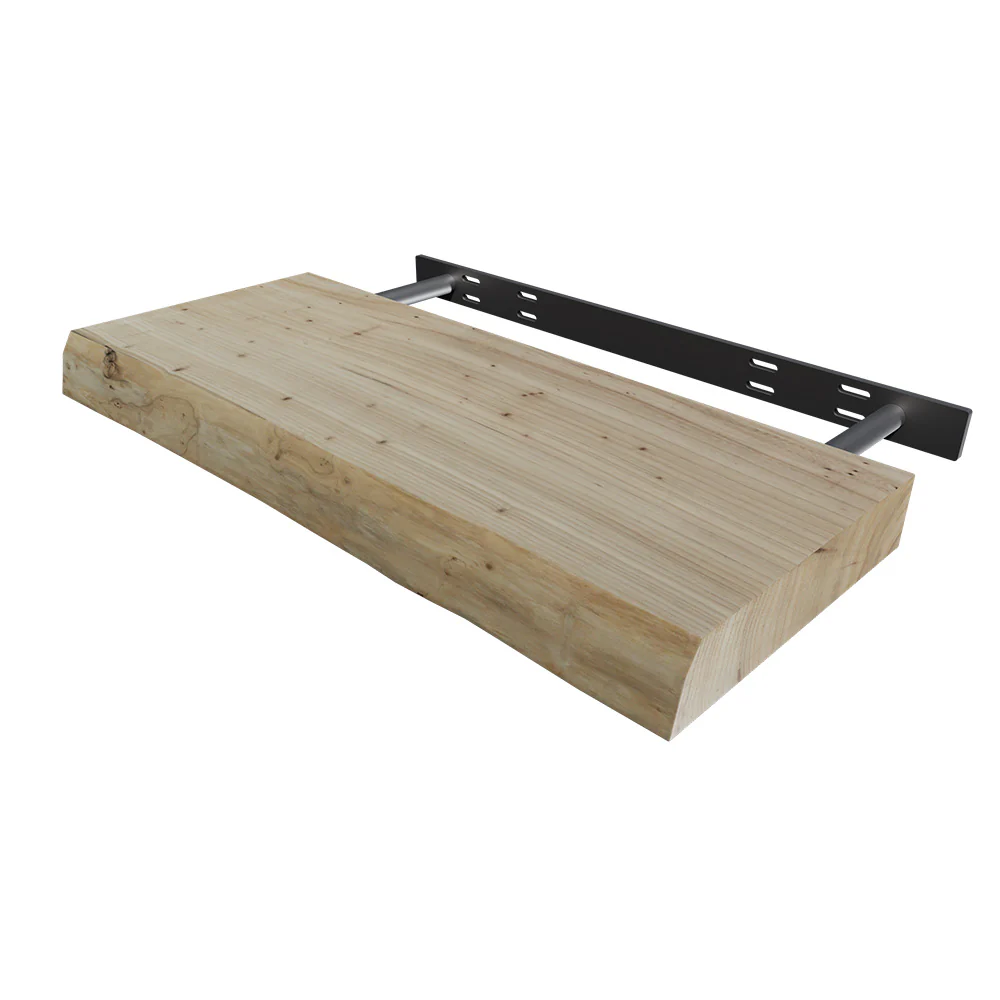 Live Edge Floating Shelf- 12" x 24" x 2"- Elm | Federal Brace Raw Shelves - Image 2