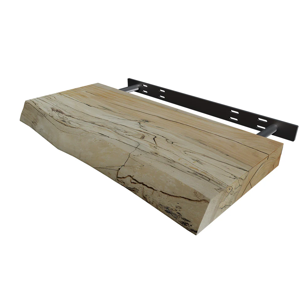 Live Edge Floating Shelf- 12" x 24" x 2"- Sycamore | Federal Brace Raw Shelves - Image 2