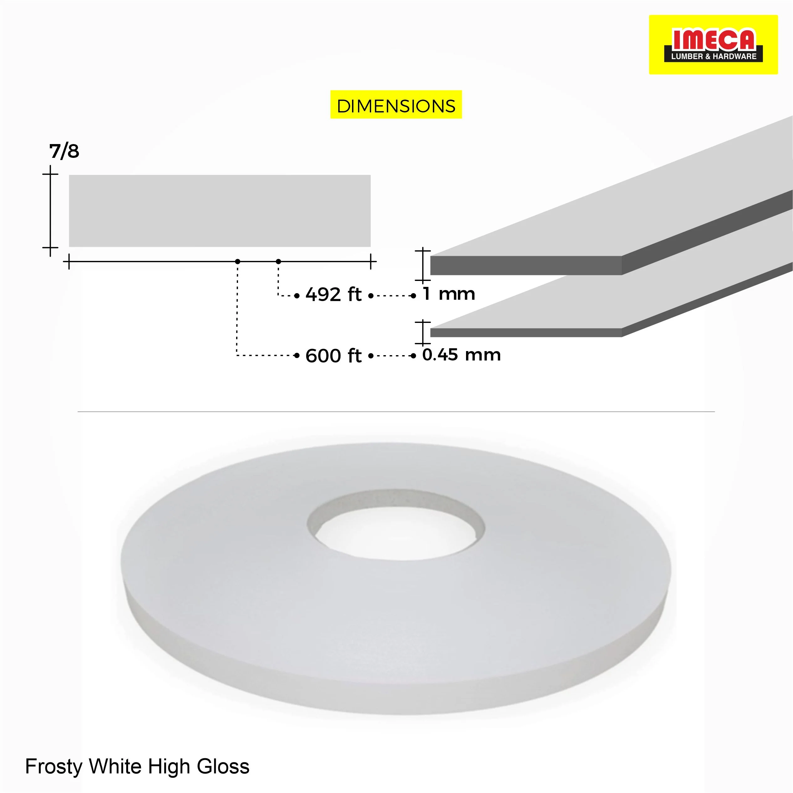 Frosty White High Gloss PVC Edge Banding - Image 3