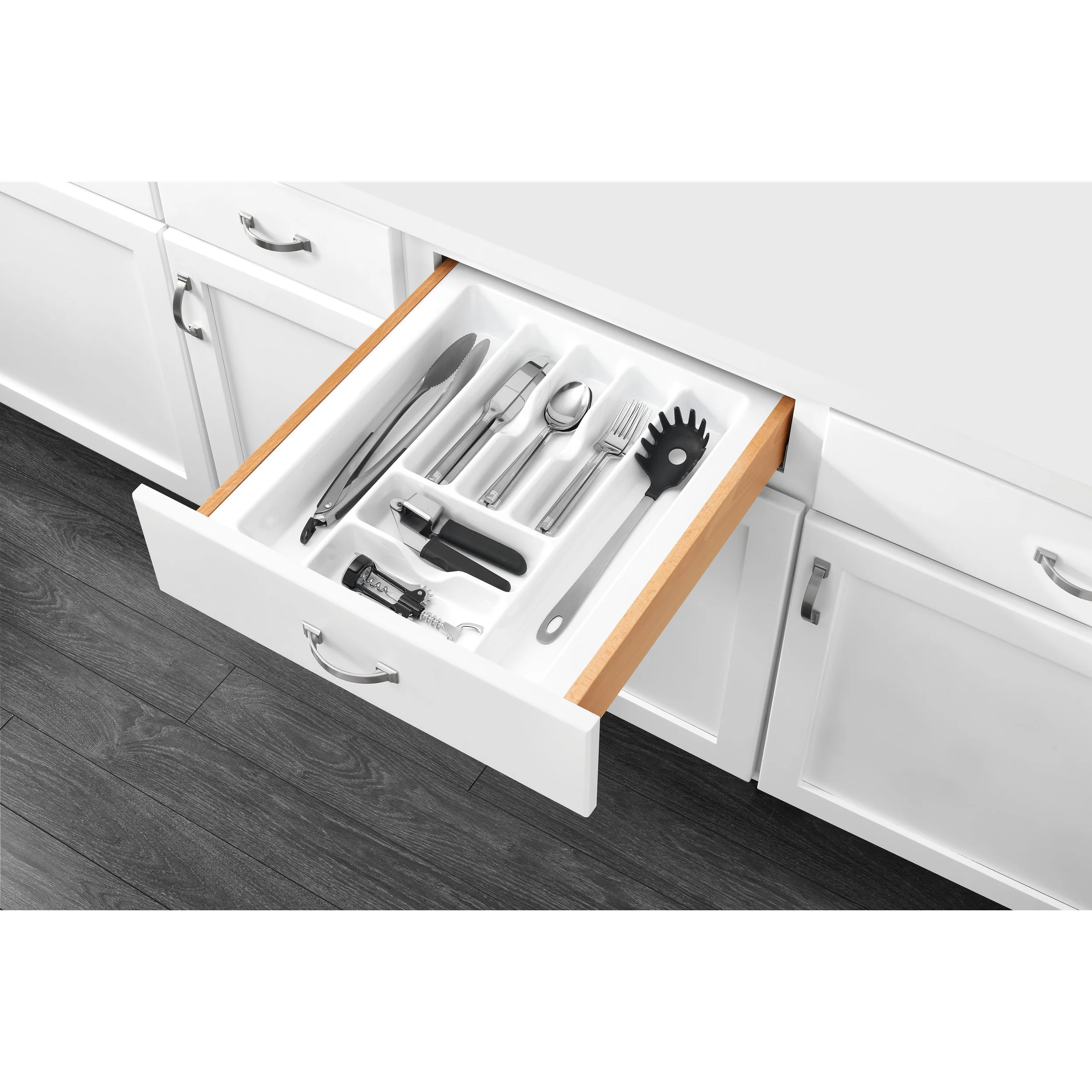 Large White Glossy Cutlery Organizer White  17.5 in (445 mm) W x 21.25 in (540 mm) D x 2.38 in (60 mm) H - Image 5