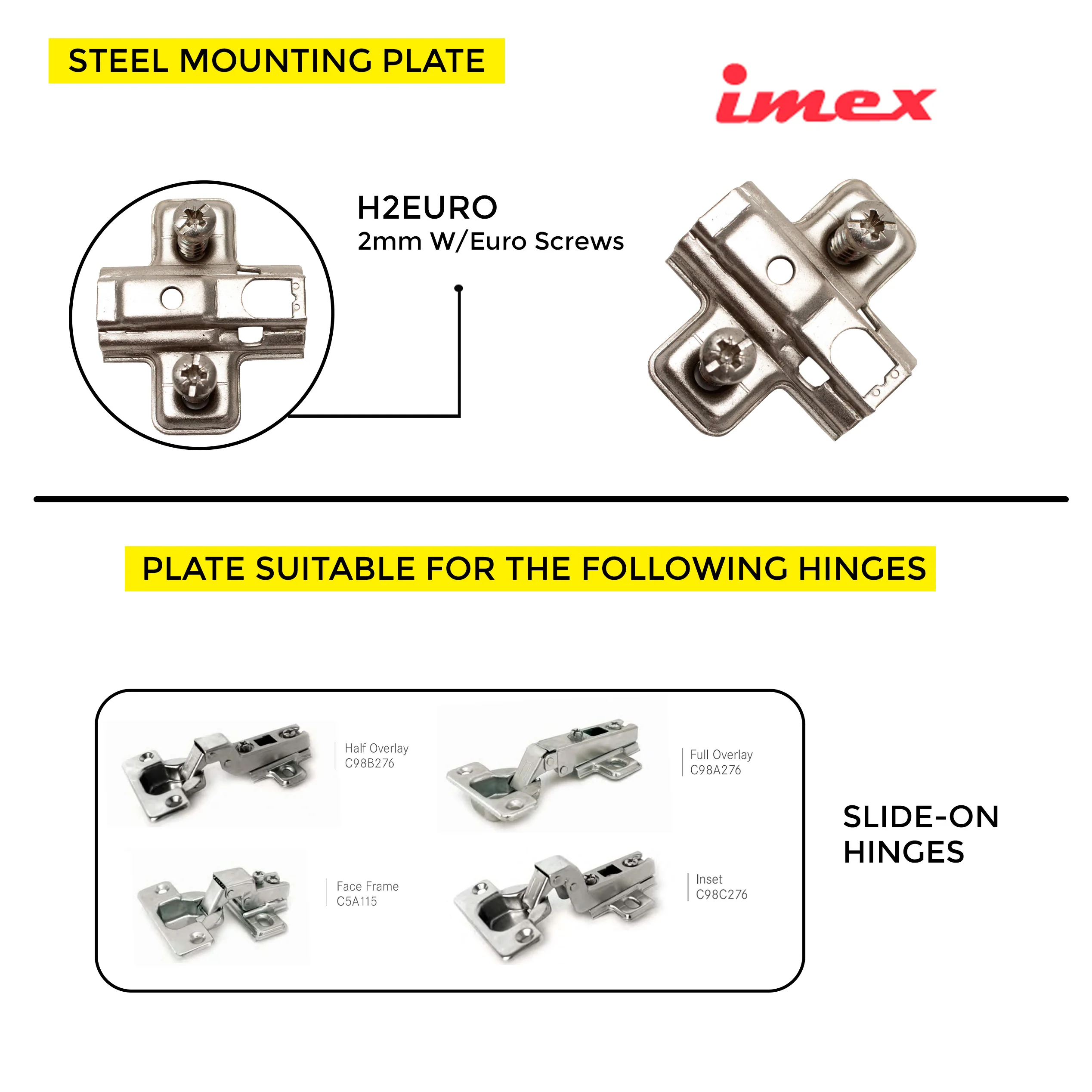 Steel Mounting Plate 2mm W/Euro Screws - Image 3