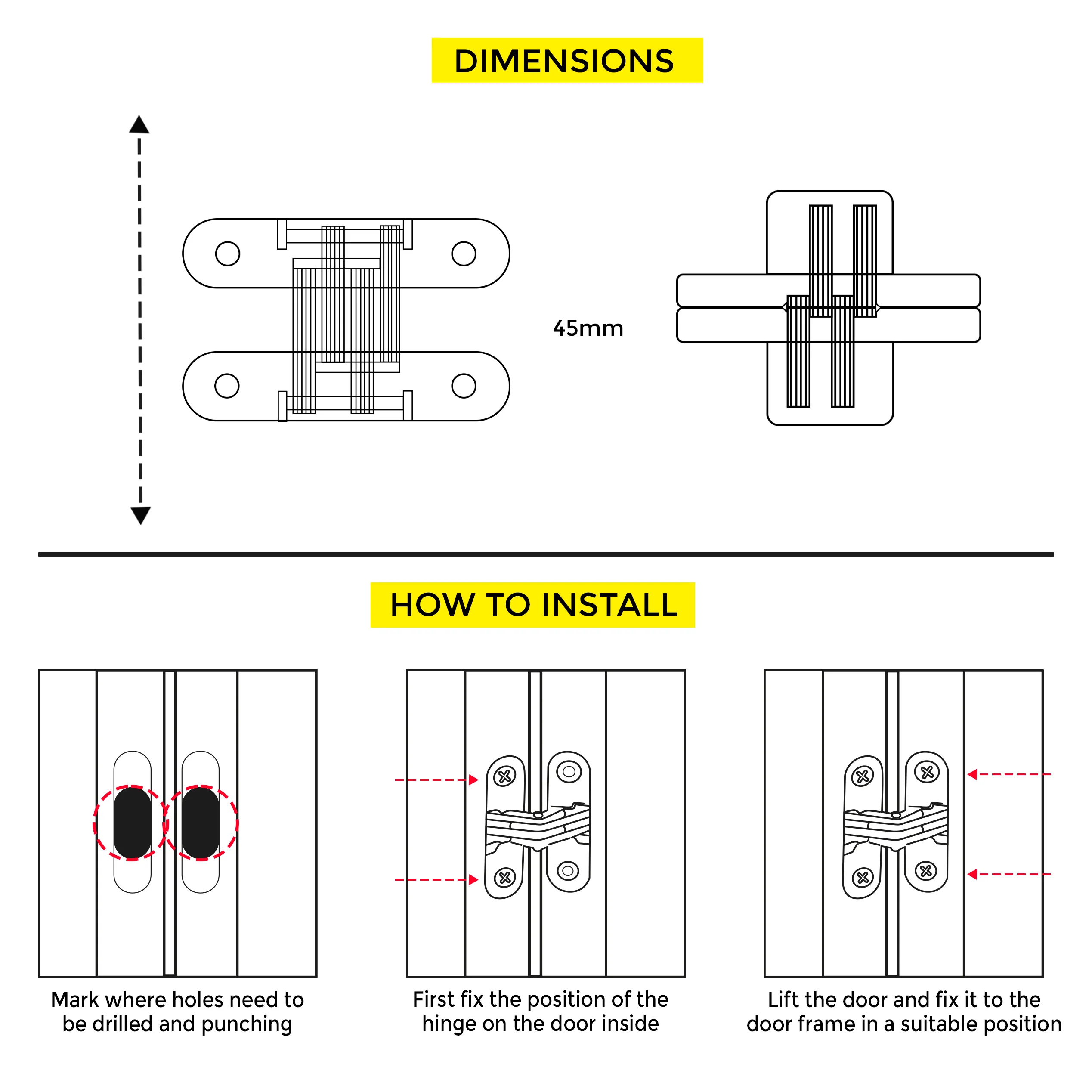 Invisible Hinge 45mm W/O Screw B-Nickel - Image 6