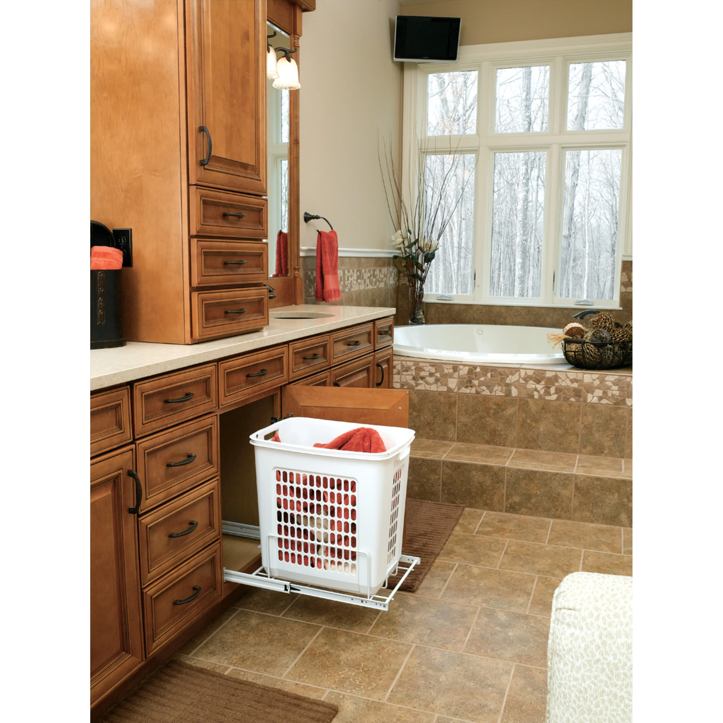 Hamper Basket (For HPRV-1520 S) White  14 in (356 mm) W x 18.65 in (474 mm) D x 18.25 in (464 mm) H - Image 2