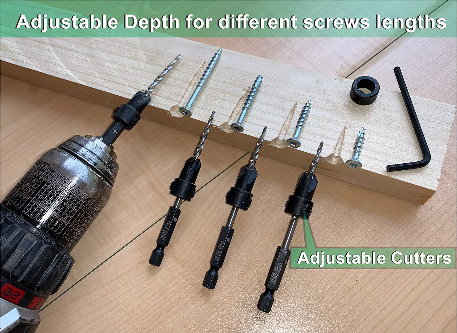 JNB Countersink Drill Bit Set - 3 Pc (#6, #8, #10) - Image 3