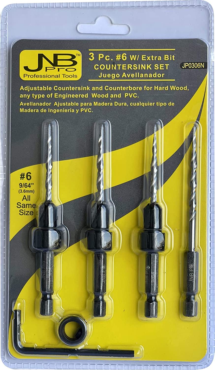JNB #6 Countersink Drill Bit Set - 3 Pc w/ Extra Bit - Image 7