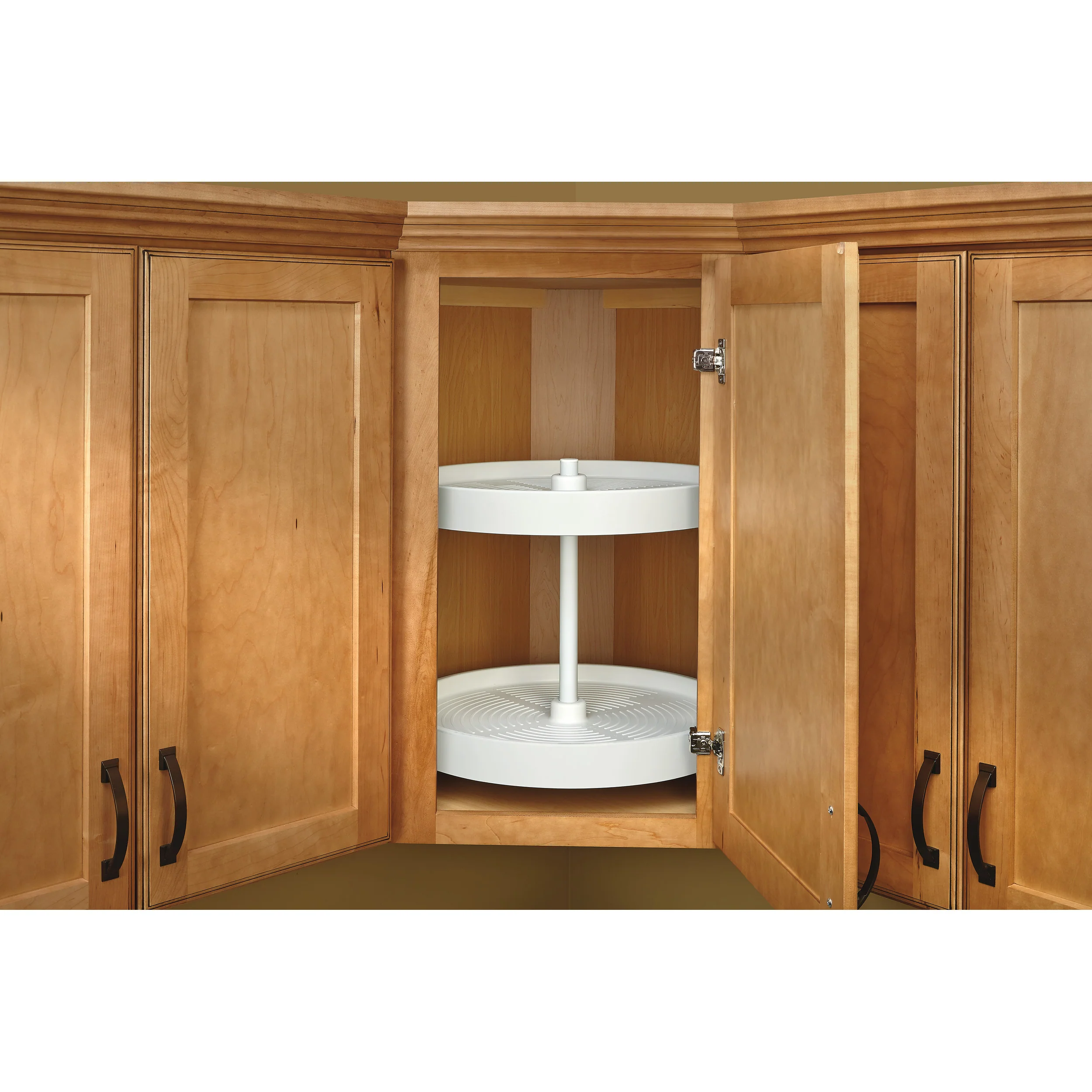 18 in Almond Polymer Full Circle Lazy Susans 2-Shelf Almond  18 in (457 mm) W x 18 in (457 mm) D x 17.38 in (441 mm) H