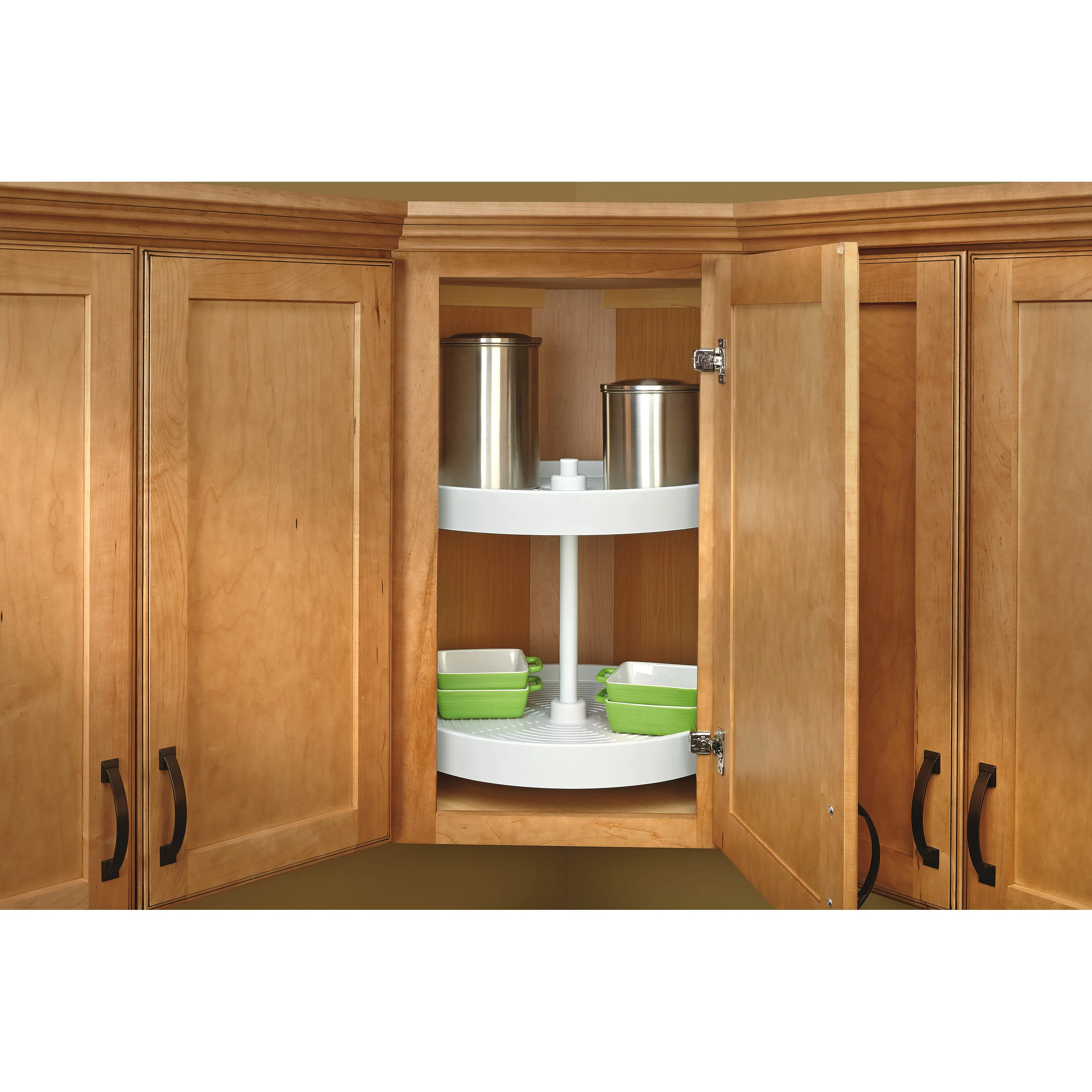 18 in Almond Polymer Full Circle Lazy Susans 2-Shelf Almond  18 in (457 mm) W x 18 in (457 mm) D x 17.38 in (441 mm) H - Image 4