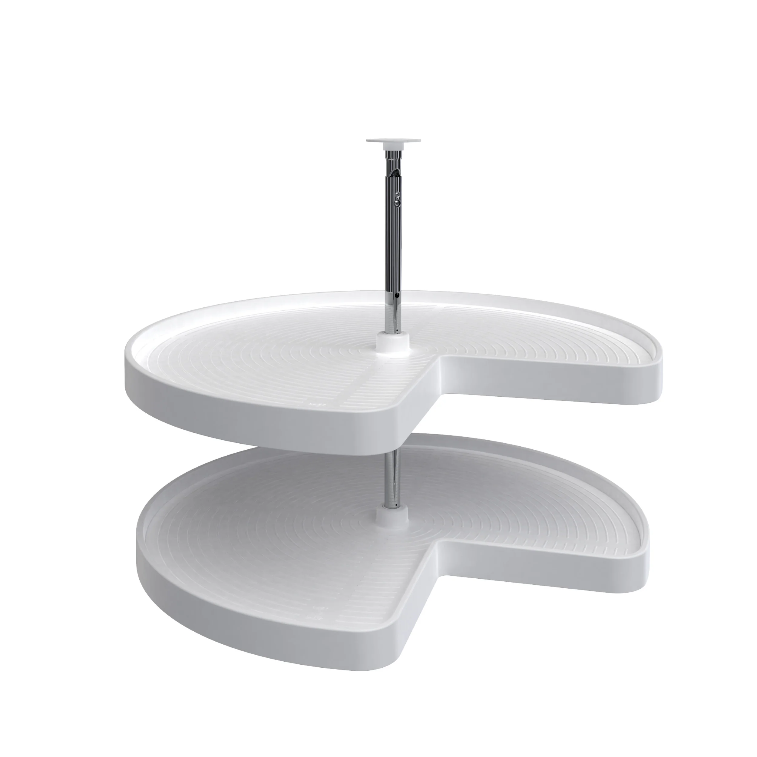 32 in White Polymer Kidney Lazy Susans 2-Shelf White  32 in (813 mm) W x 32 in (813 mm) D x 26 in (660 mm) H - Image 4