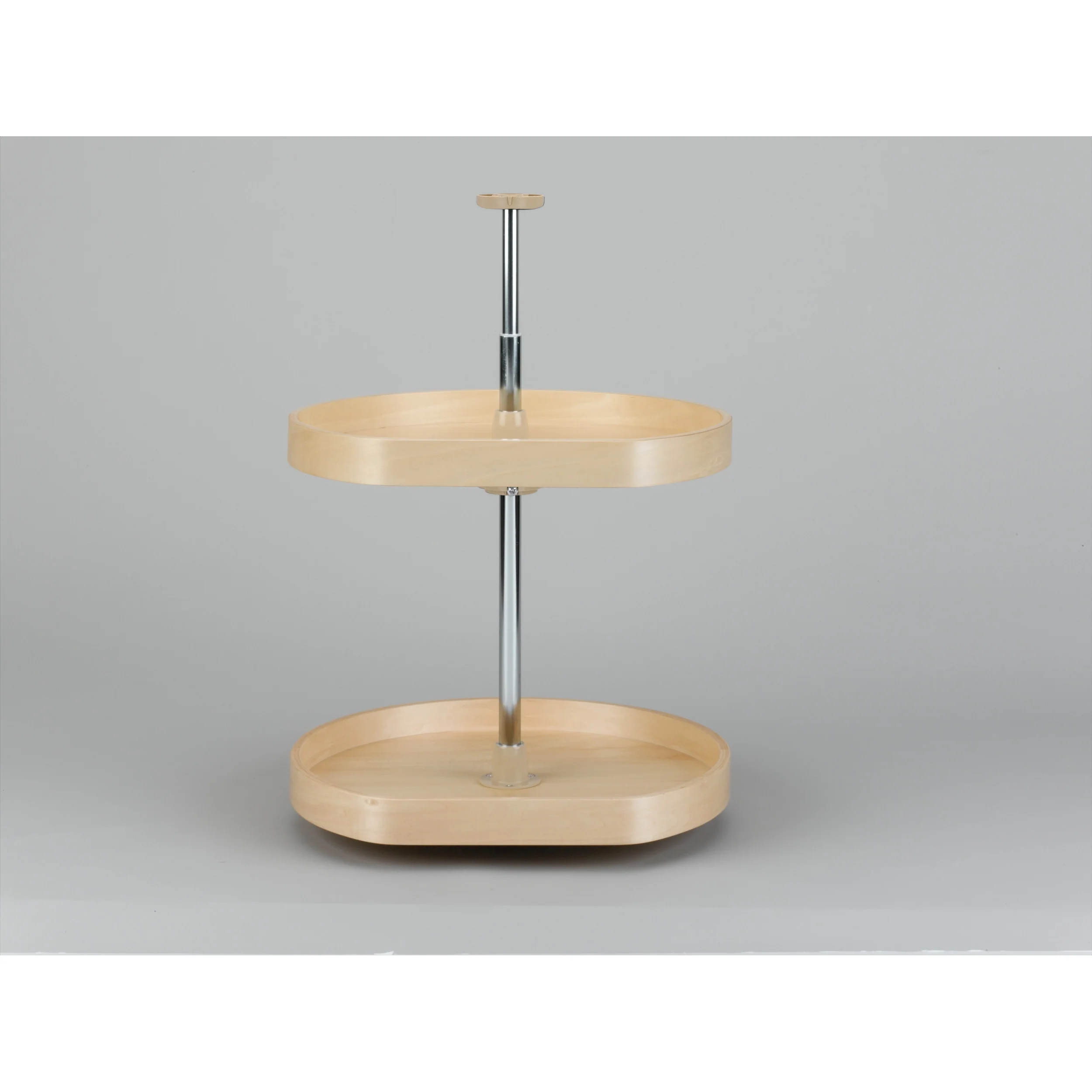 20 in Banded Wood D-Shape Lazy Susans 2-Shelf Natural  20 in (508 mm) W x 20 in (508 mm) D x 26 in (660 mm) H - Image 8