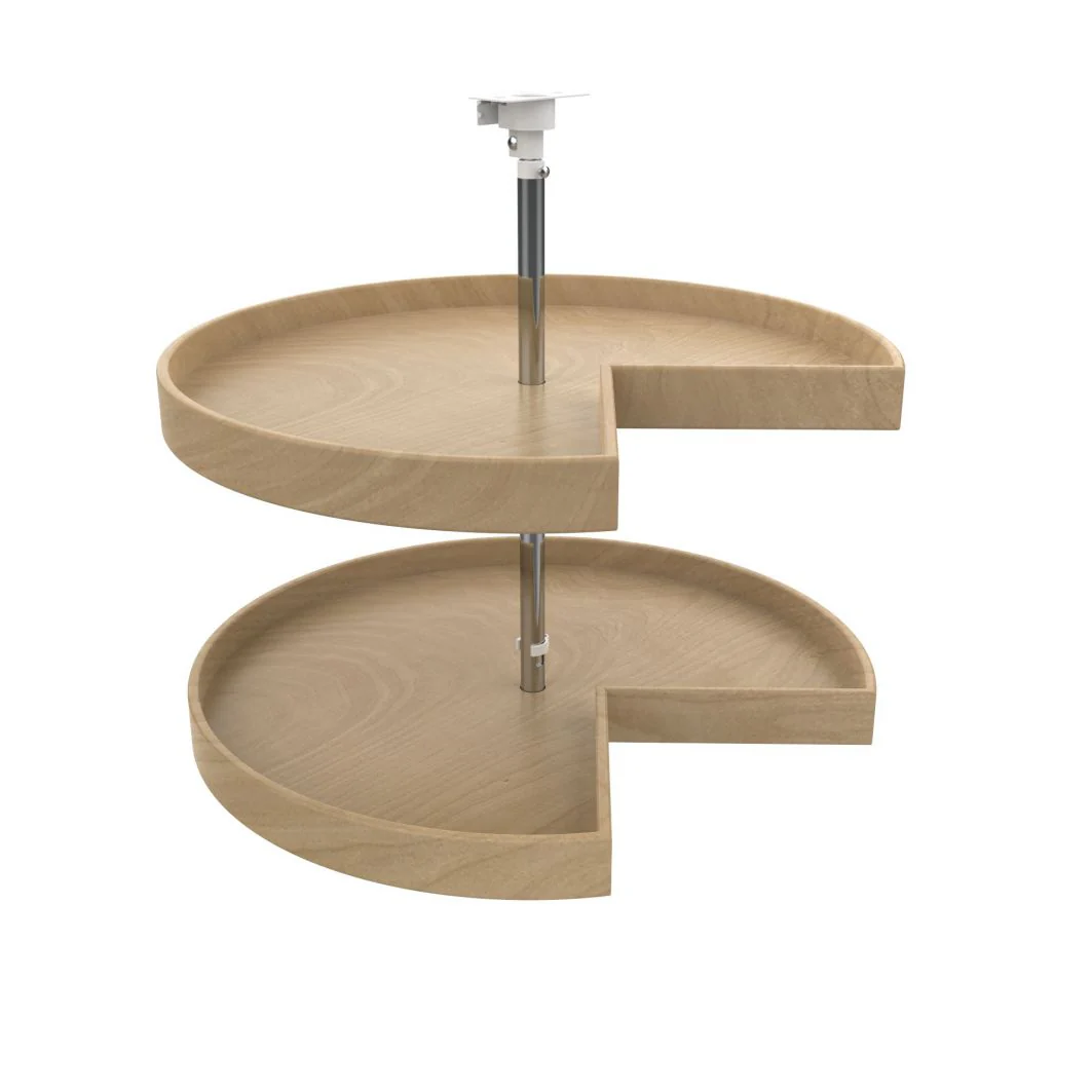 28 in Banded Wood Pie-Cut Lazy Susans 2-Shelf Natural  28 in (711 mm) W x 28 in (711 mm) D x 26 in (660 mm) H - Image 7