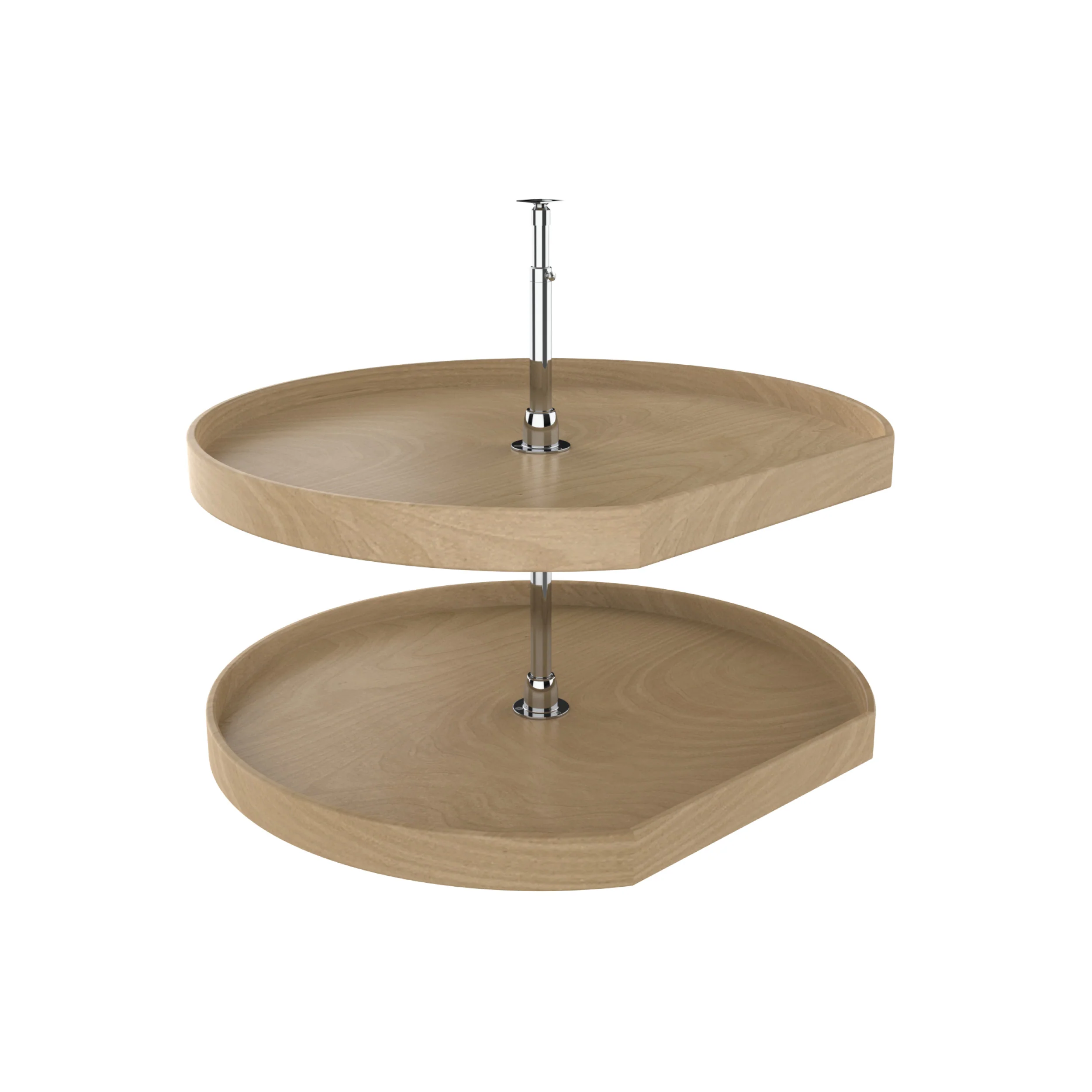 32 in Natural Wood D-Shape Lazy Susans 2-Shelf Natural  32 in (813 mm) W x 32 in (813 mm) D x 26 in (660 mm) H - Image 3