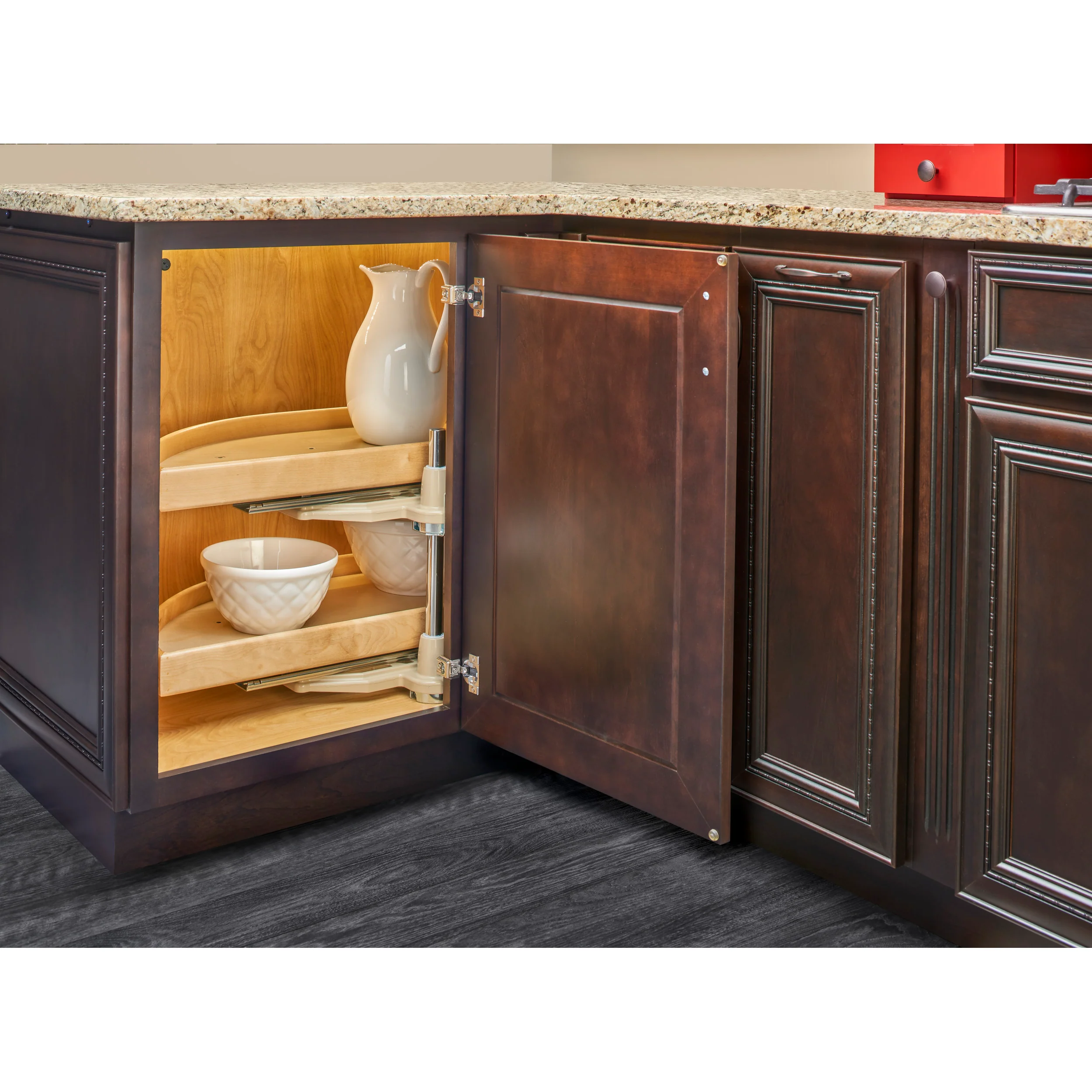 38 in Natural Wood Two-Tier Half-Moon Lazy Susans Natural  38 in (965 mm) W x 17.13 in (435 mm) D x 16 in (406 mm) H - Image 3