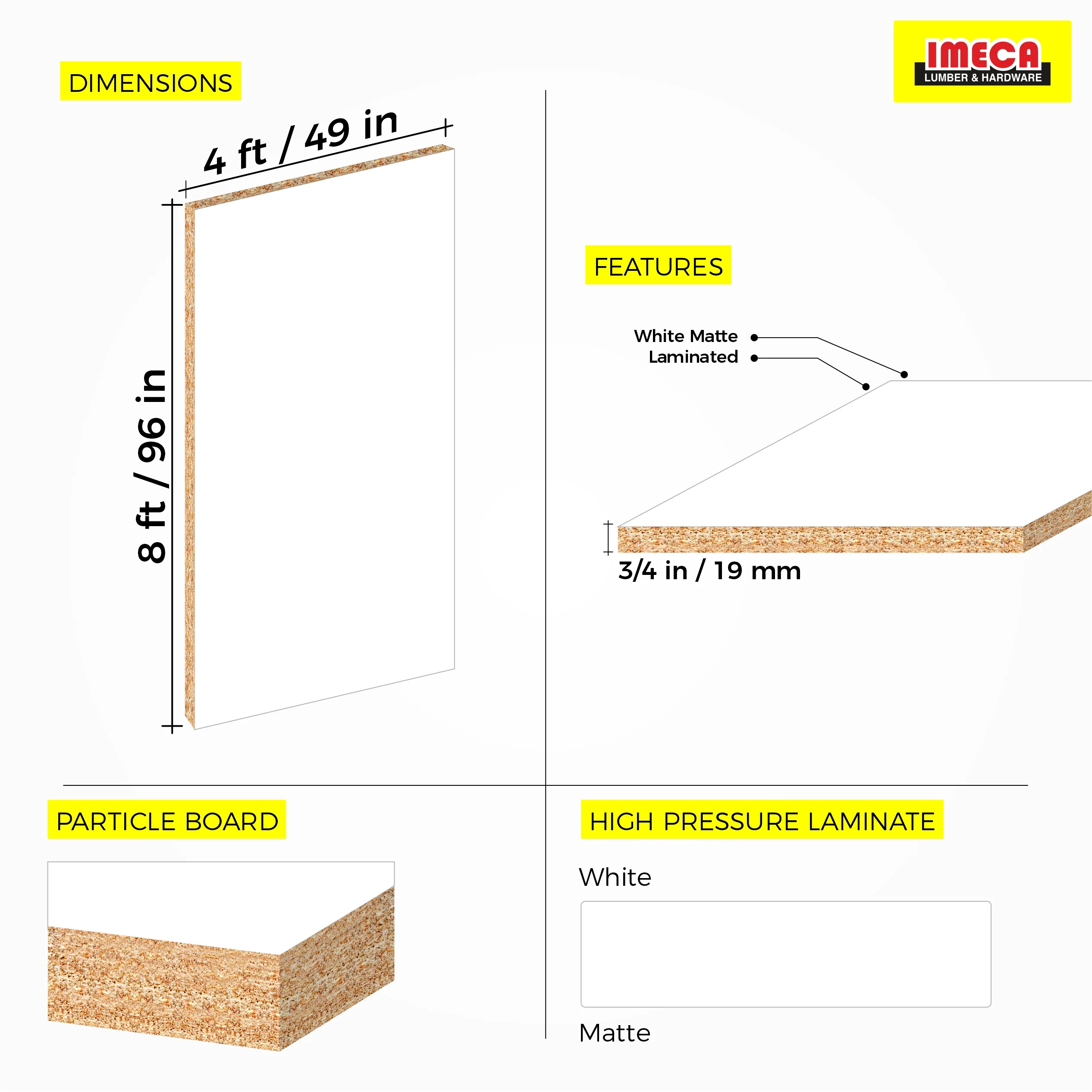 MELAMINE WHITE 3/4 49X97 19MM  MOISTURE RESITANT - Image 3