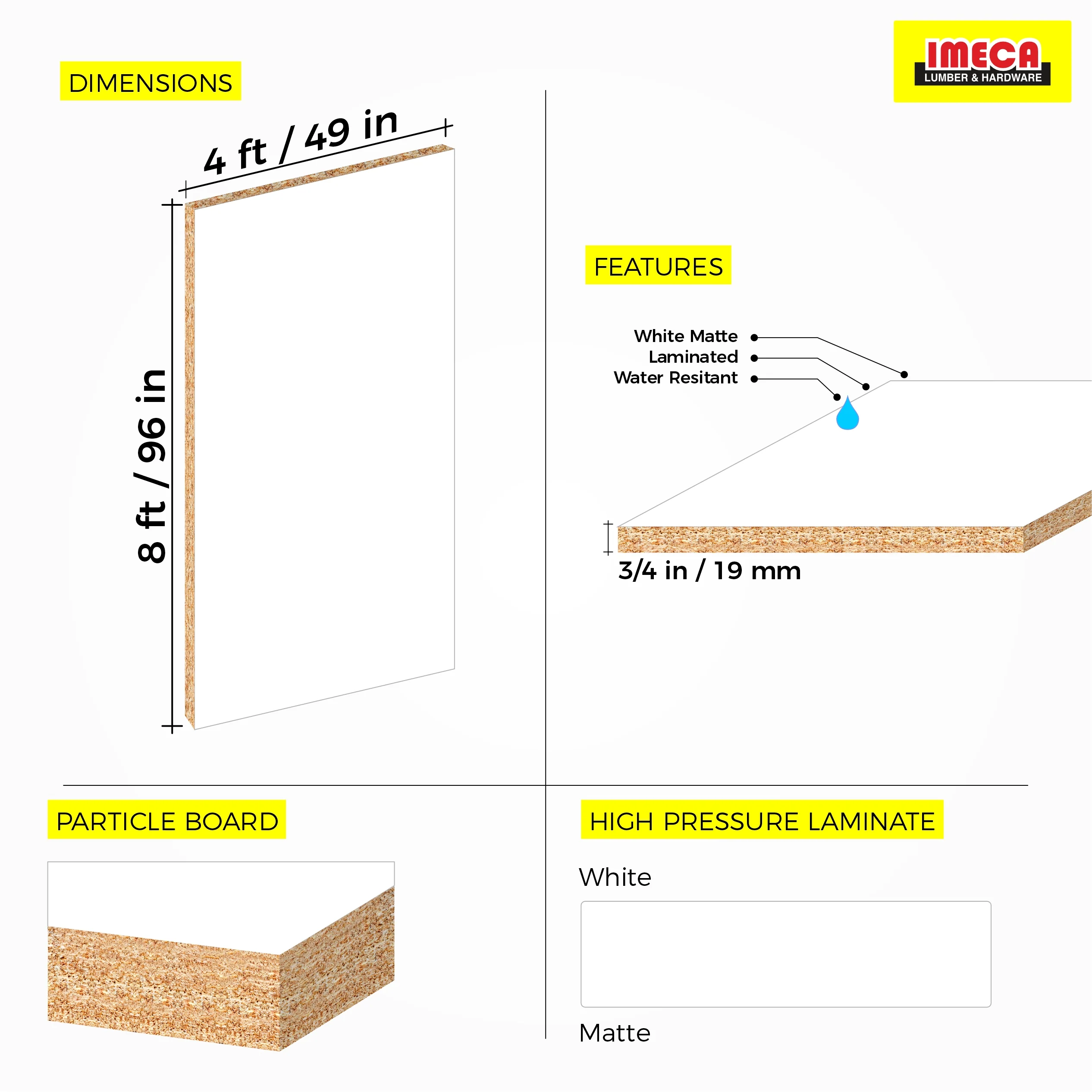 MELAMINE WHITE 3/4 49X97 19MM  MOISTURE RESITANT - Image 6