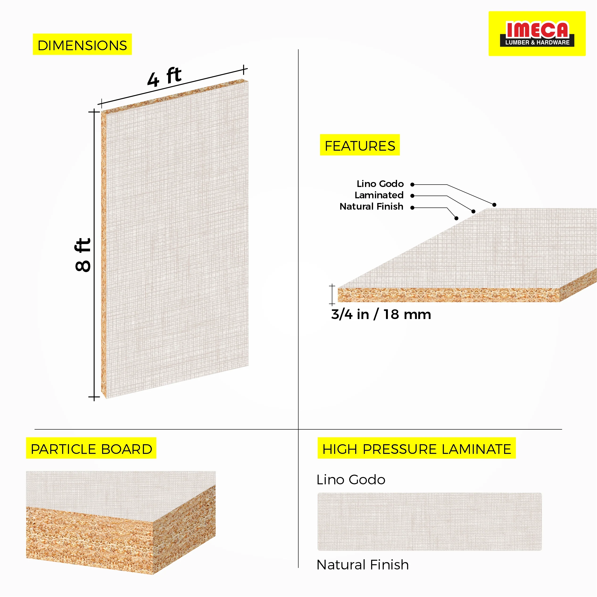MELAMINE LINO GODO 3/4 4X8 - Image 3