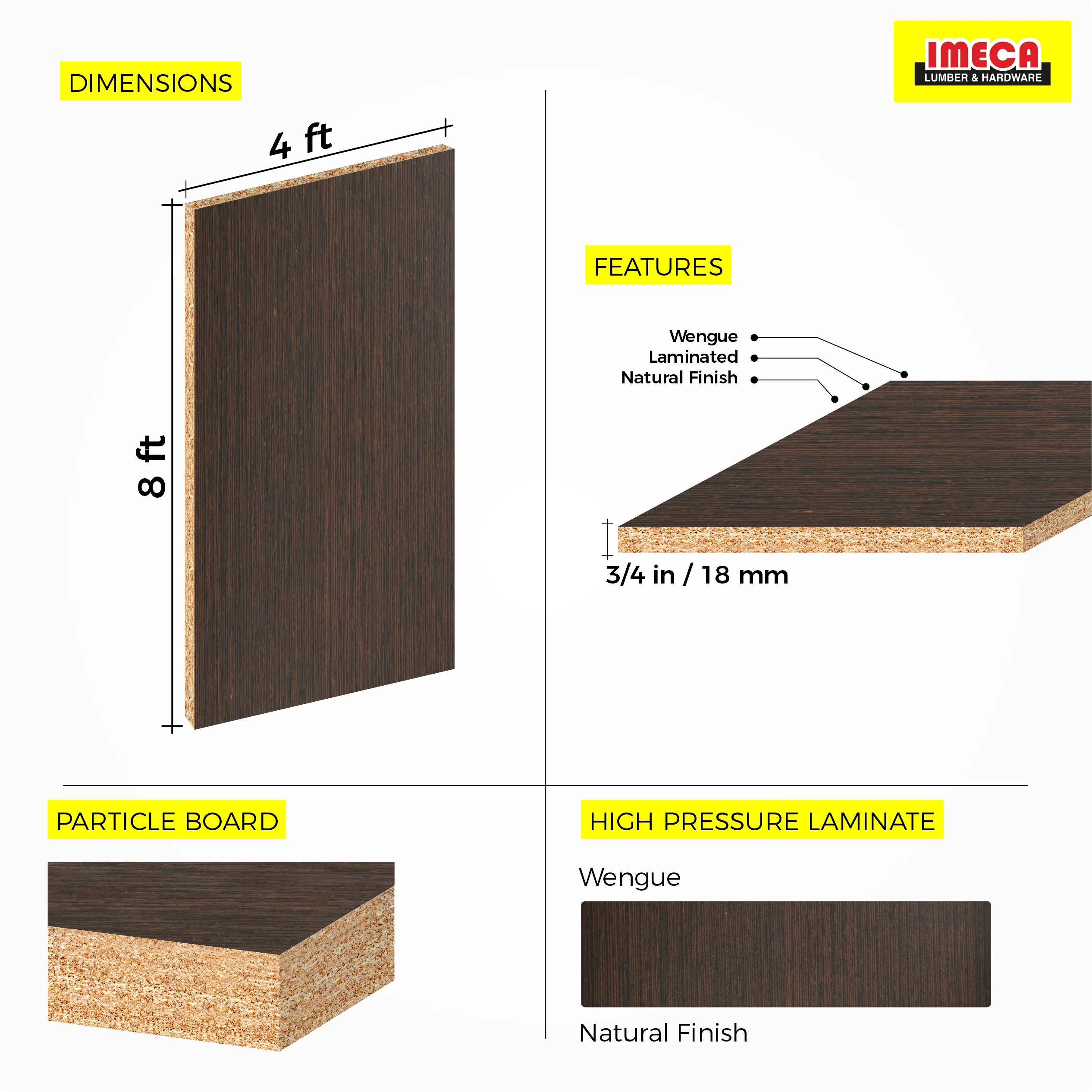 MELAMINE WENGUE 3/4 4X8 (IMPORT) CHOCOLATE 18MM - Image 3