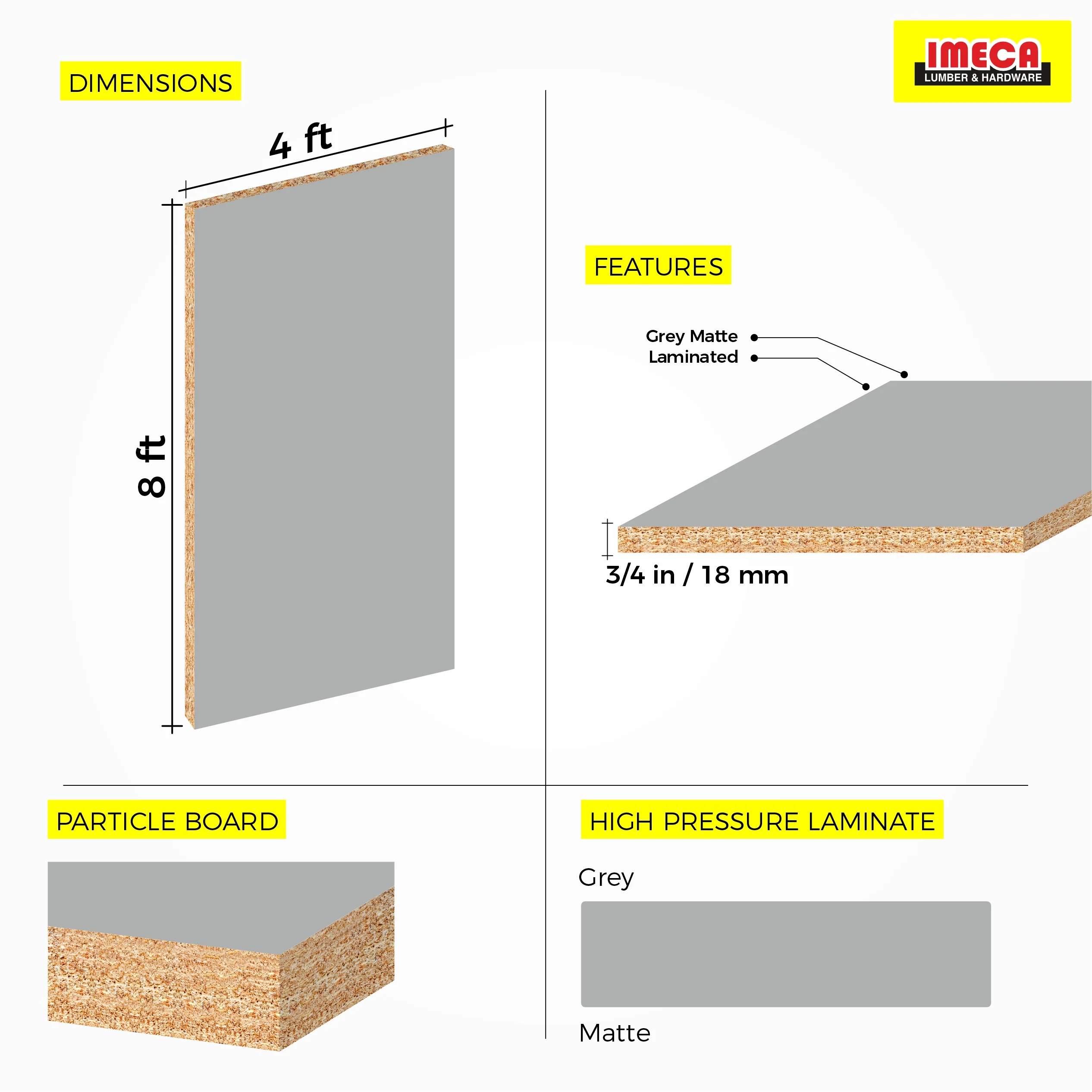 MELAMINE LIGHT GREY 3/4 4X8 (IMPORT) 18MM - Image 2