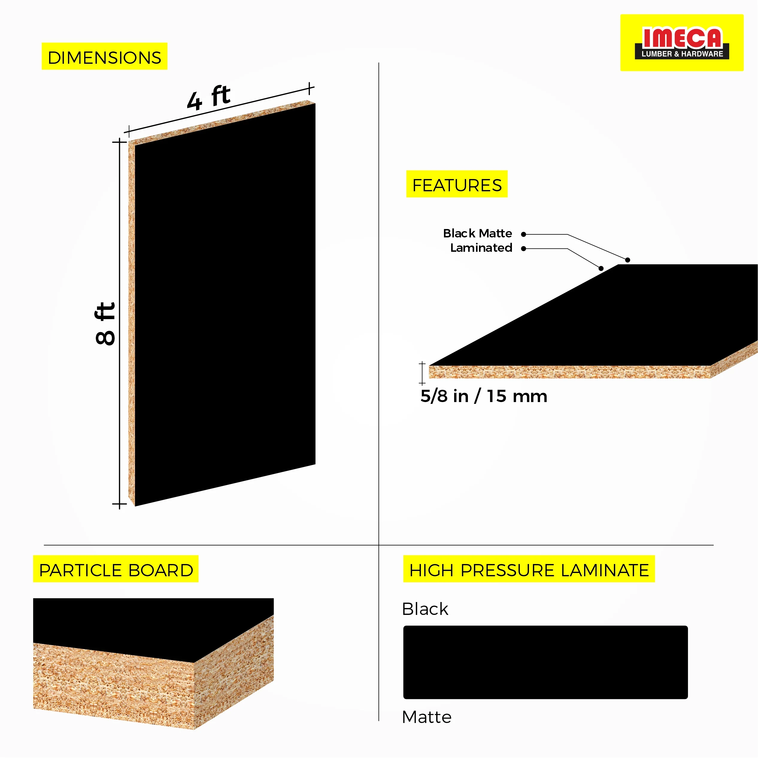 MELAMINE BLACK 5/8 4X8 (IMPORT) 15MM - Image 2