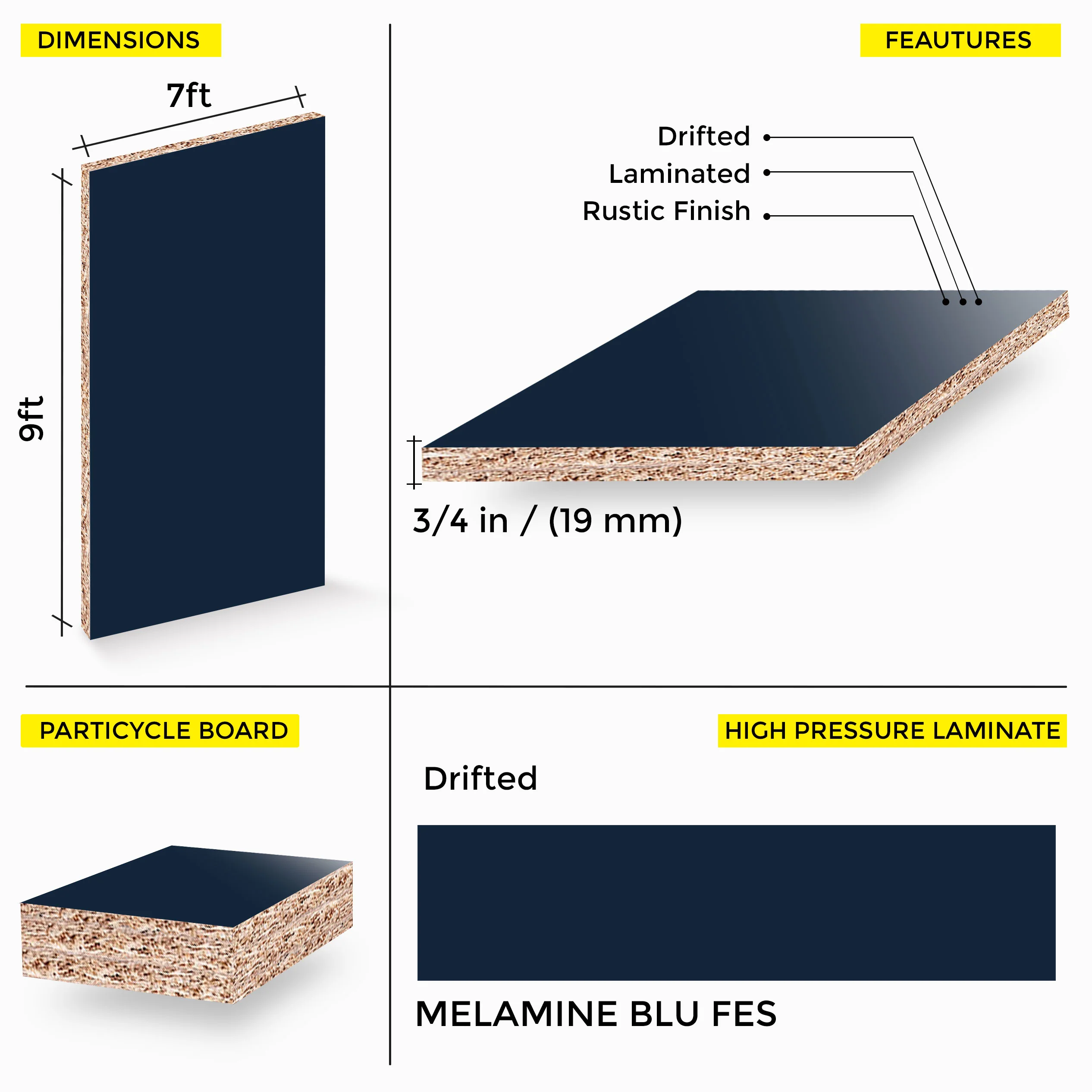 MELAMINE BLU FES 7X9 19MM - Image 2