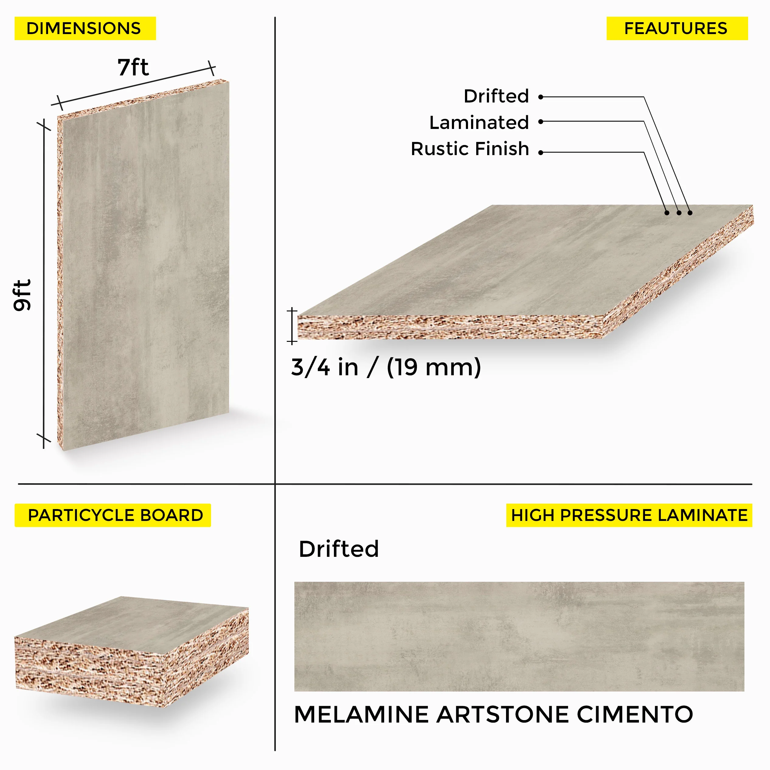 MELAMINE ARTSTONE CIMENTO 19MM - Image 2