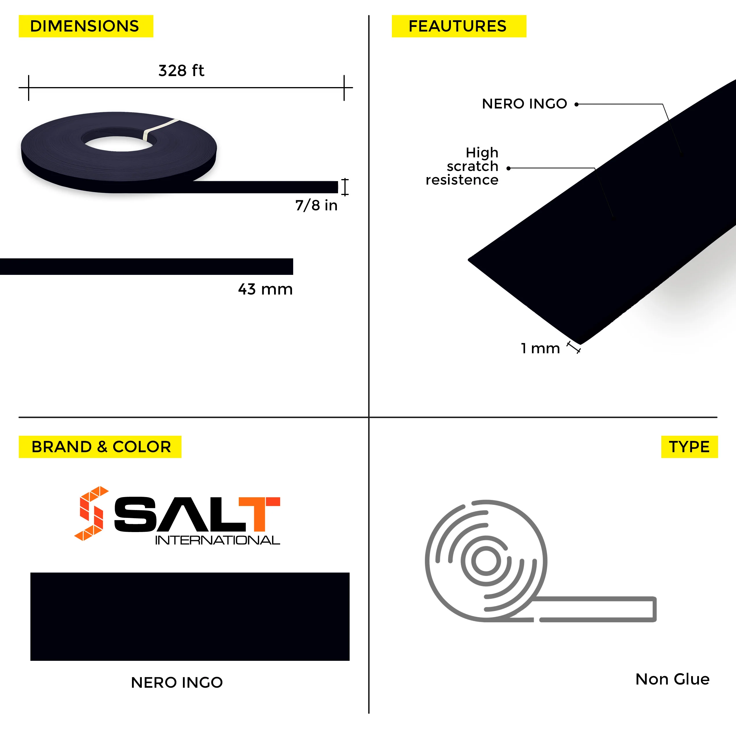 Nero Igno PVC Edge Banding (328 ft x 1 mm) - Image 7
