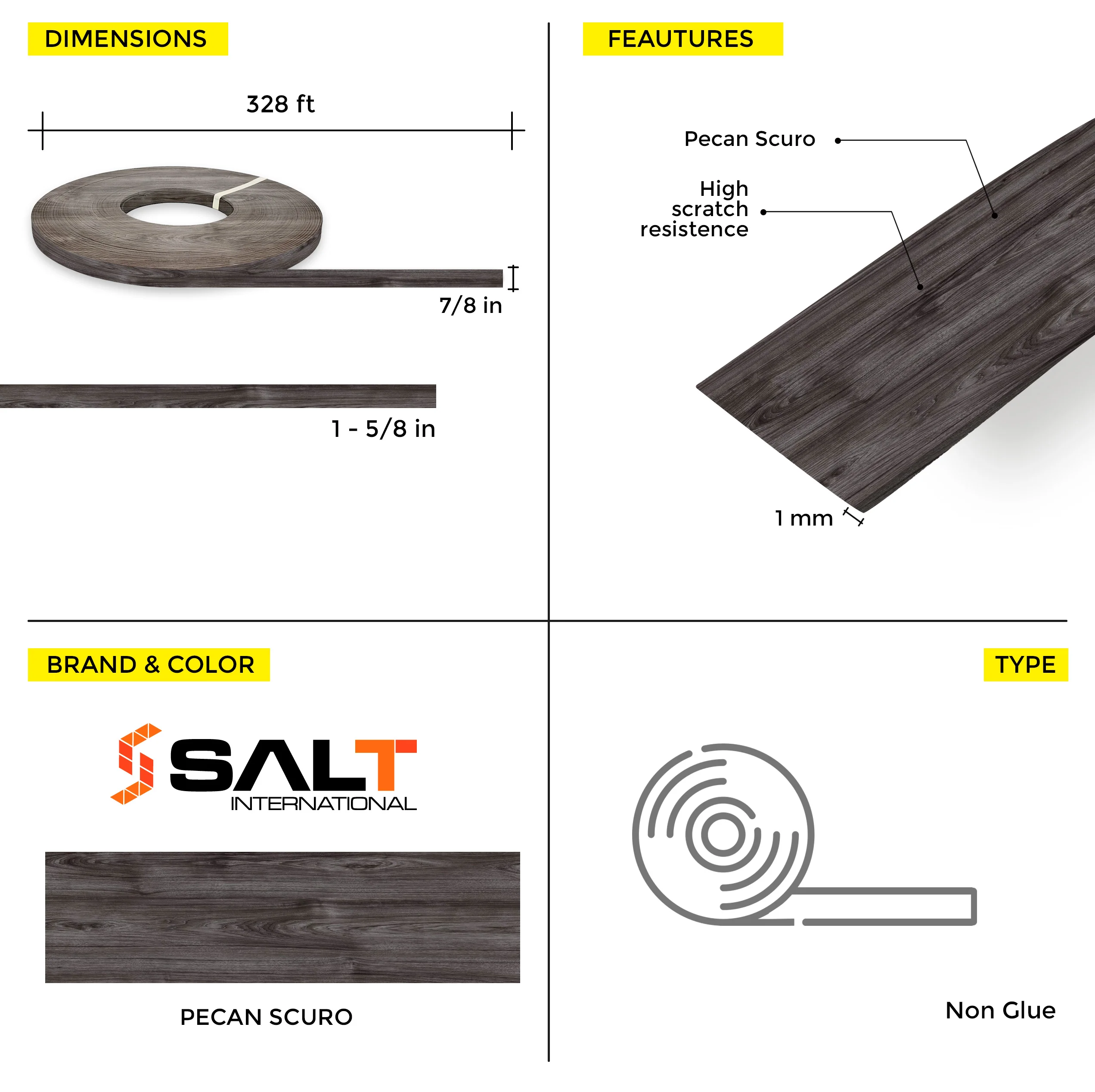 Pecan Oscuro PVC Edge Banding (328 ft x 1 mm) - Image 10