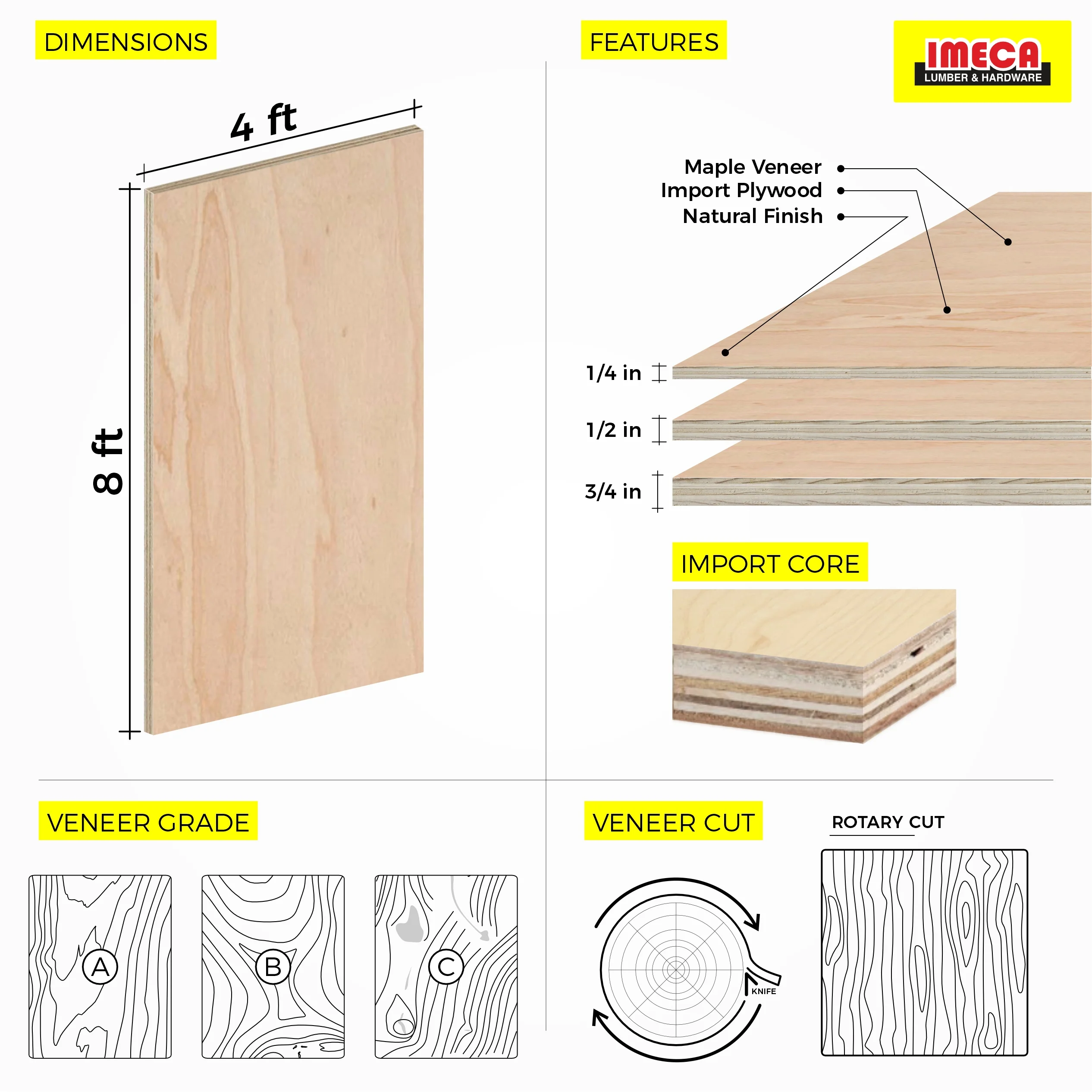 PLYWOOD DOMESTIC WHITE OAK 1/2 4x8 A1 PS - Image 4