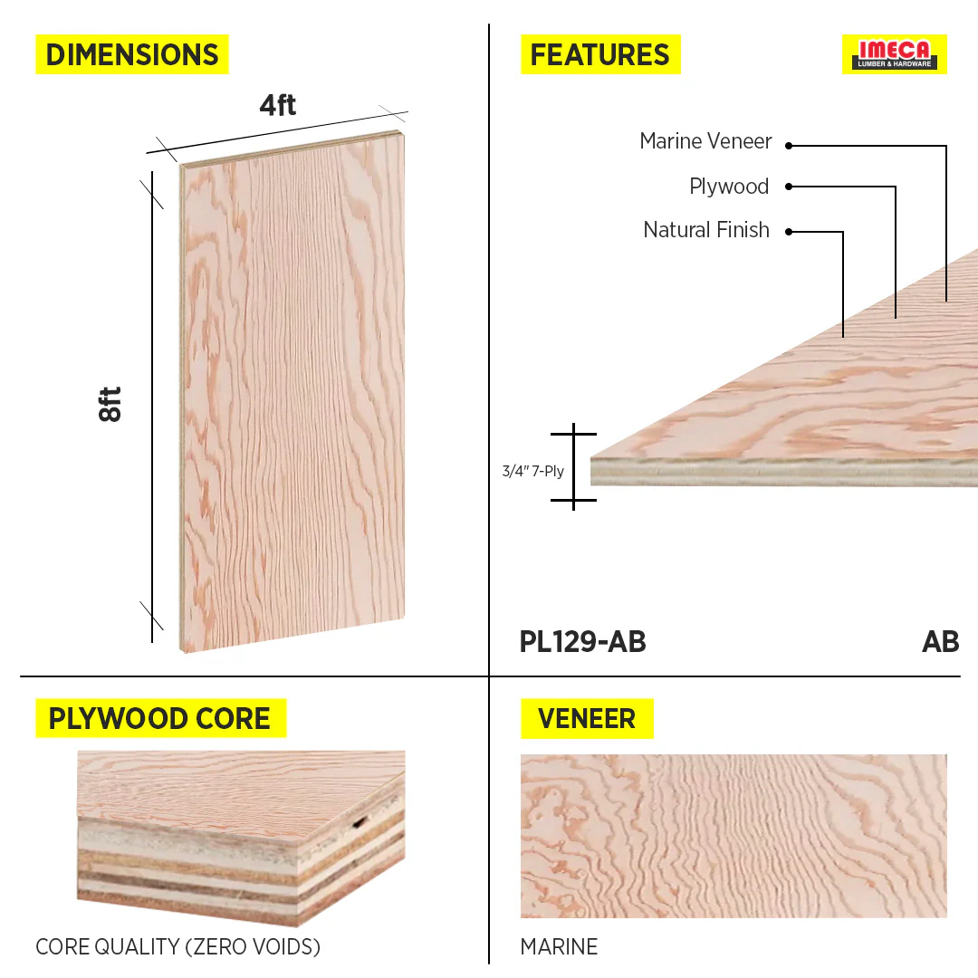 PLYWOOD MARINE 3/4 4x8 7-PLY AB - Image 2