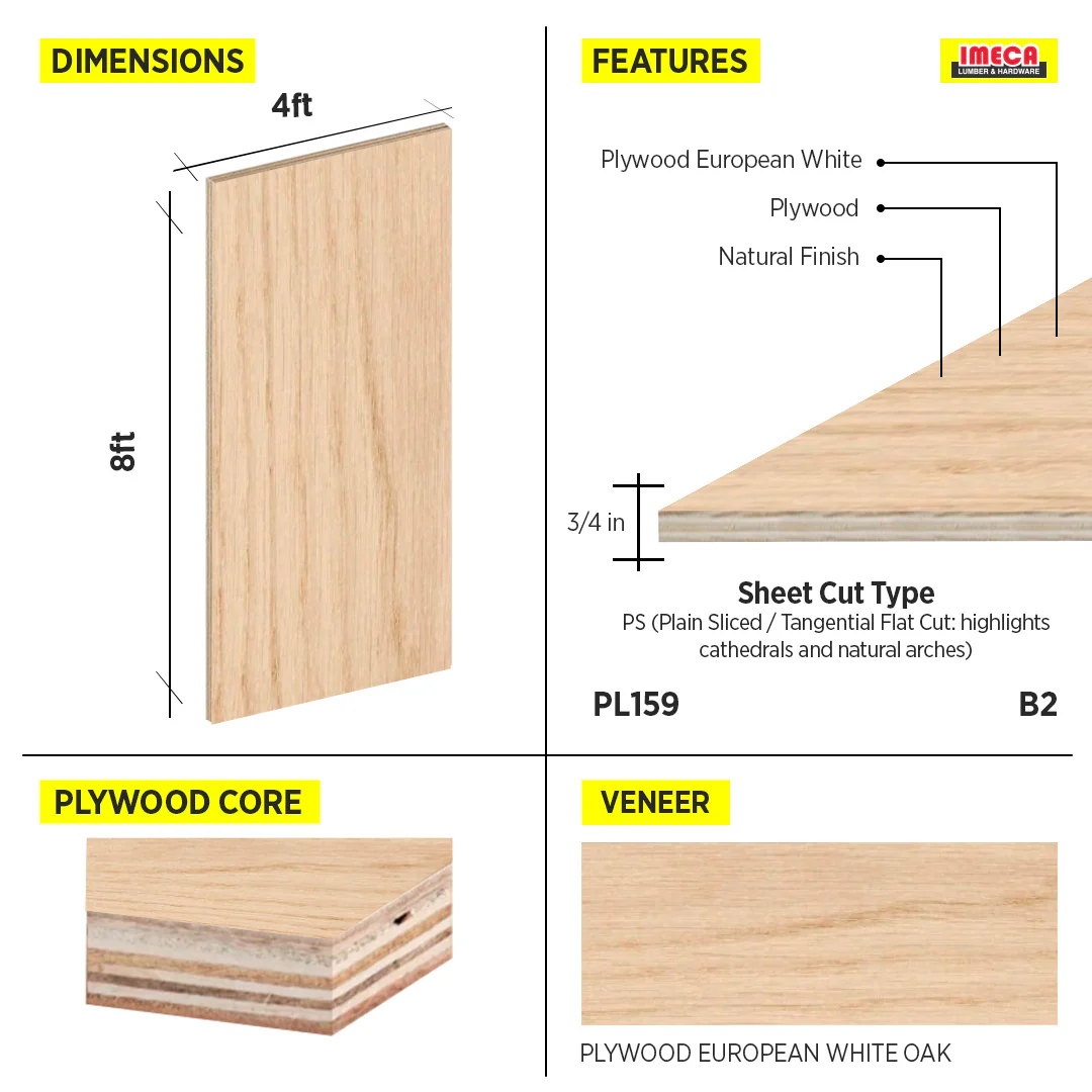 Plywood European White Oak B2 48.5"X96.5" - Image 2