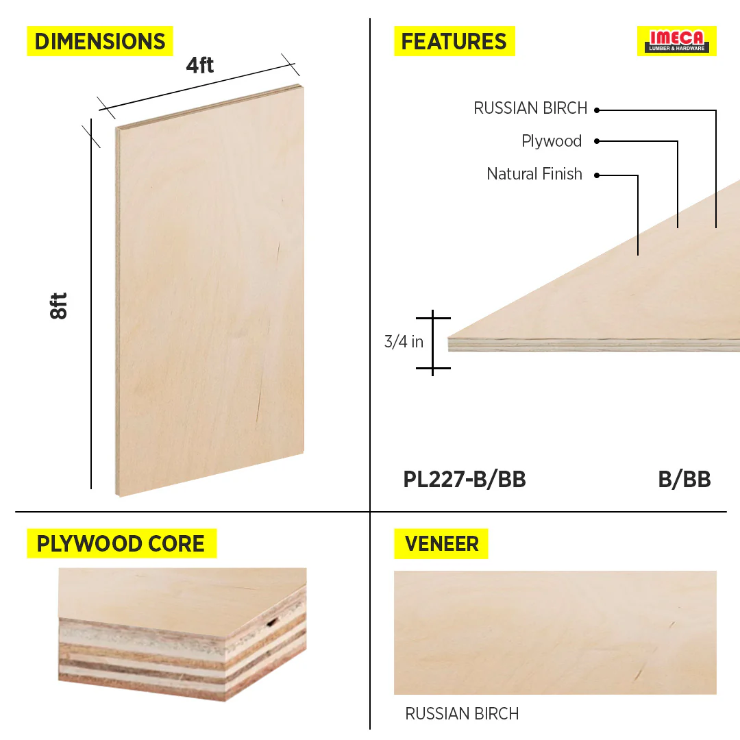 PLYWOOD RUSSIAN BIRCH 3/4-18MM B/BB 4X8 - Image 2