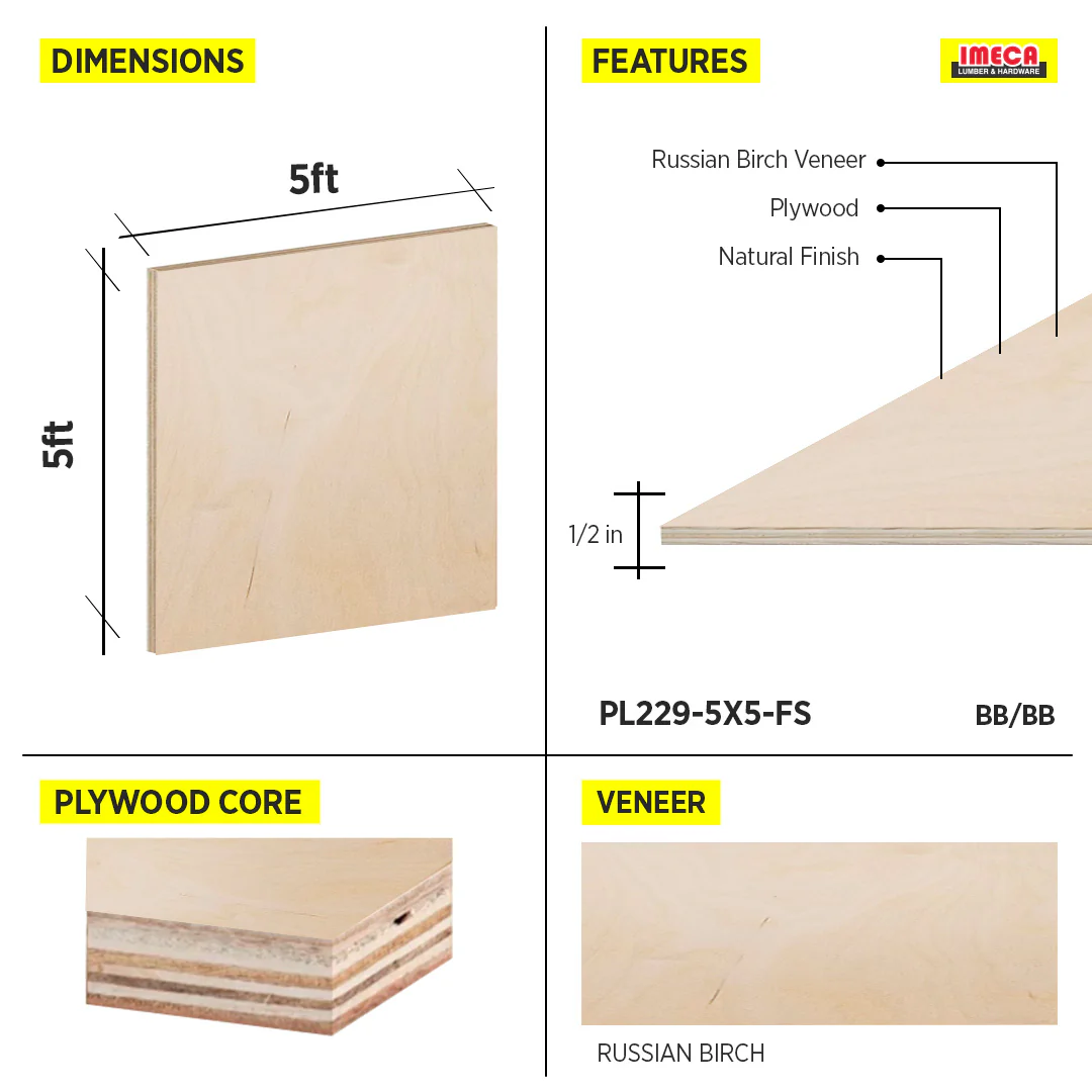 PLYWOOD BB/BB RUSSIAN BIRCH 12MM (1/2) 5X5 - Image 2