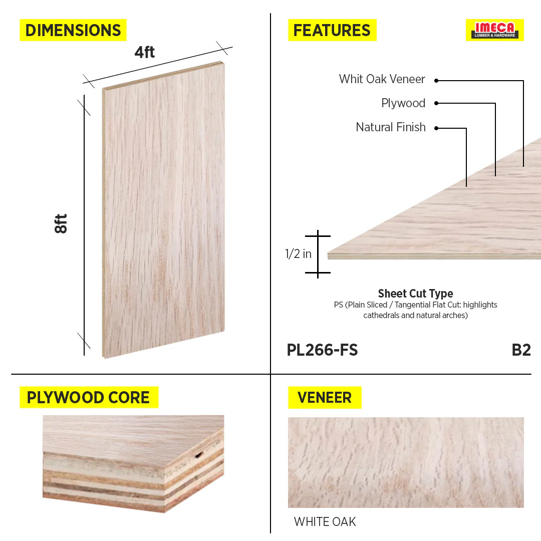 PLYWOOD PS WHITE OAK VC 1/2 B-2 48.5"X96.5" - Image 2