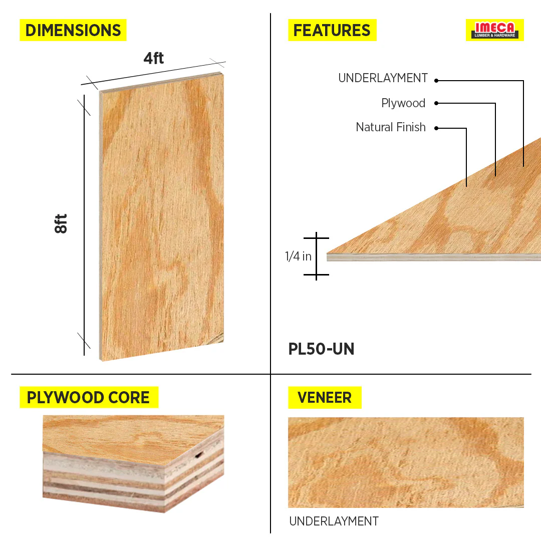 PLYWOOD UNDERLAYMENT 1/4" 5.2MM 4X8 - Image 2