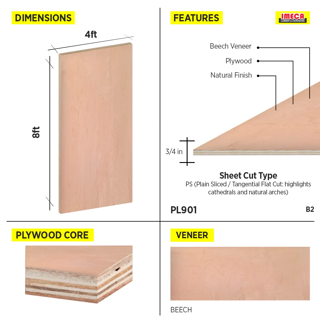 PLYWOOD PS BEECH B2 48 X 96 - Image 2