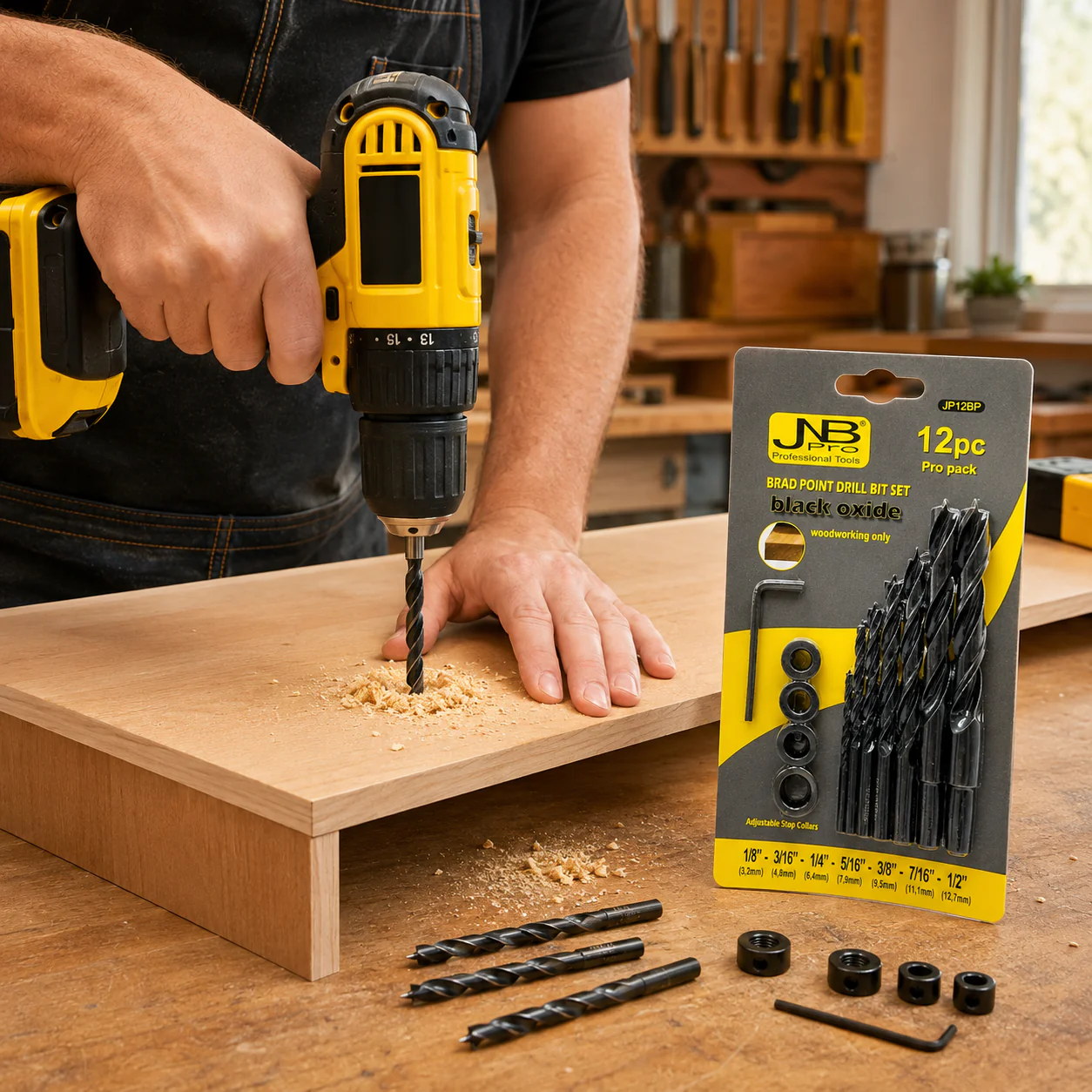 JNB Brad Point Drill Bit Set - 12 Pc (Wood) - Image 2