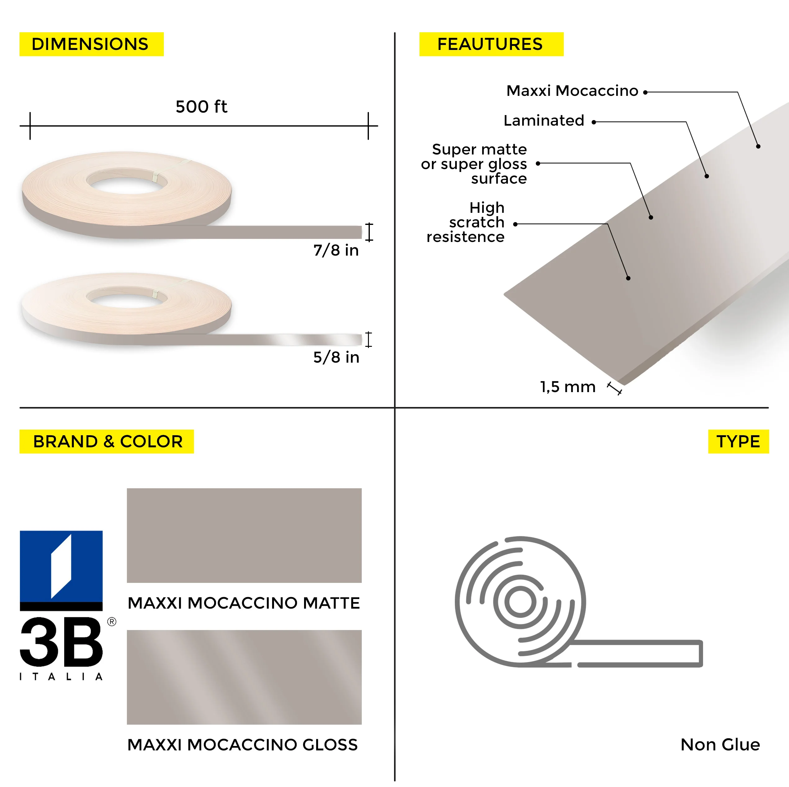 MaxxiÂ® Mocaccino PVC Edge Banding (7/8 in x 500 ft x 1.5 mm) - Image 20