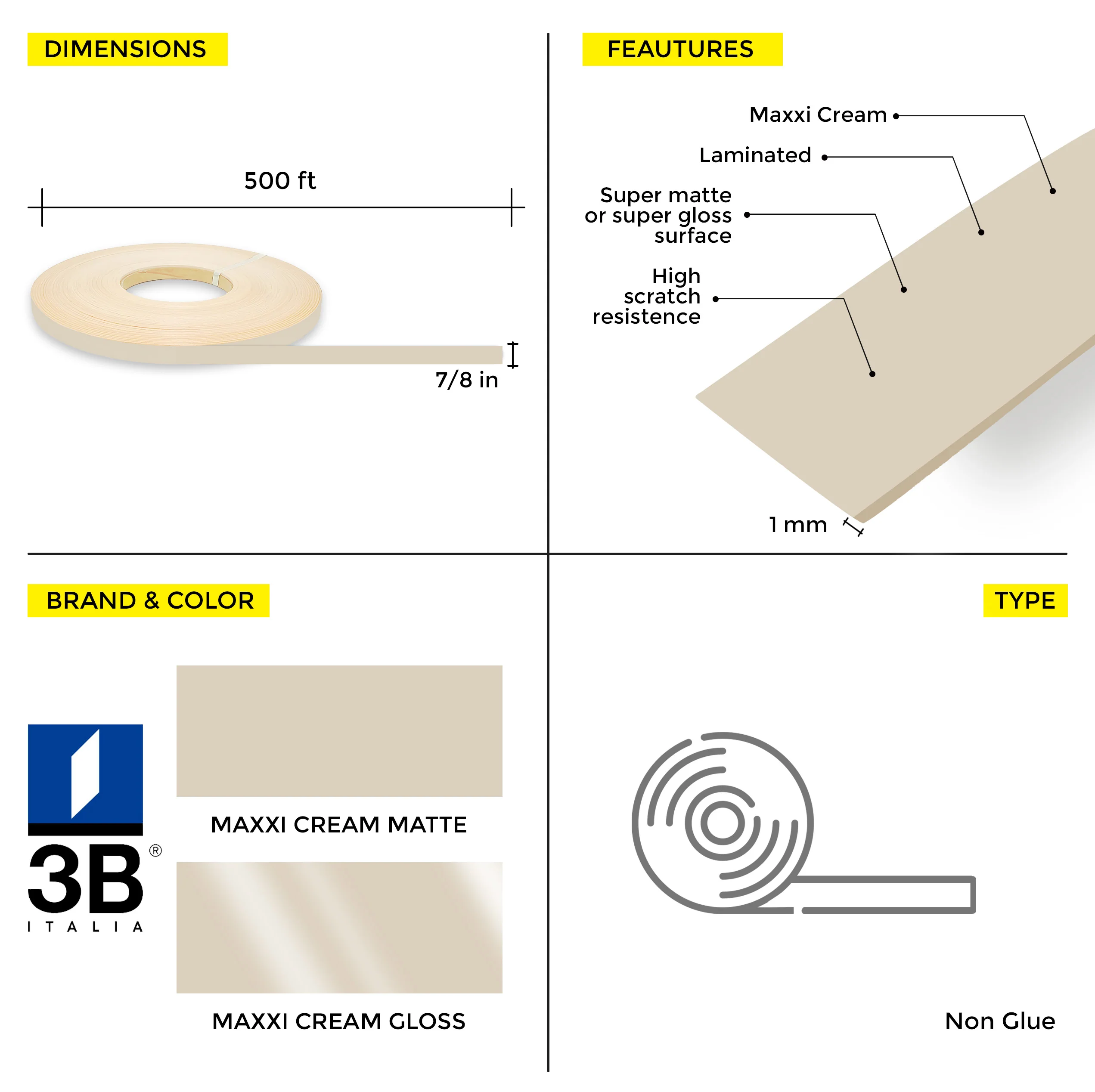 MaxxiÂ® Cream PVC Edge Banding (7/8 in x 500 ft x 1.5 mm) - Image 2