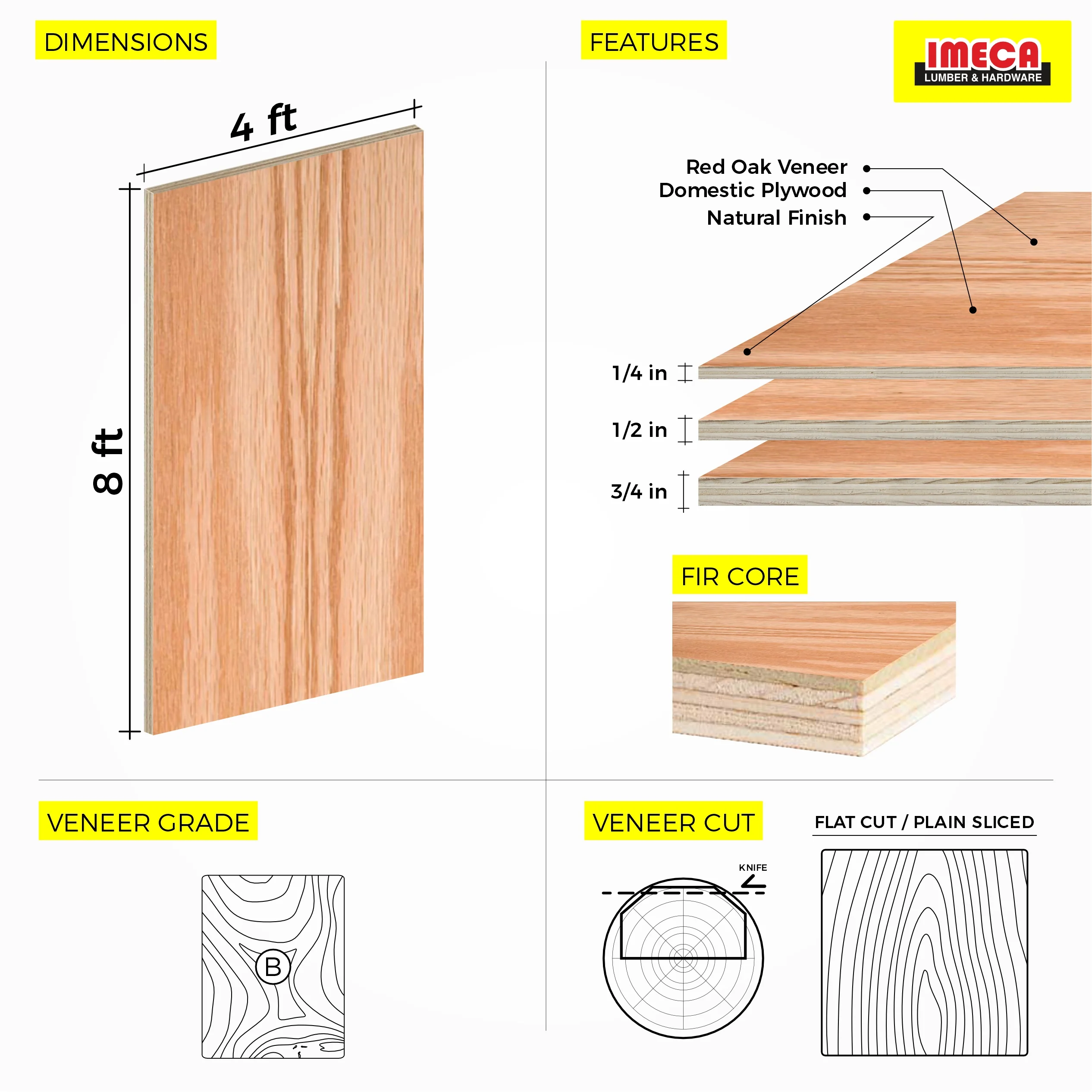 Red Oak Plywood 4 ft x 8 ft (Domestic Plywood) - Image 4