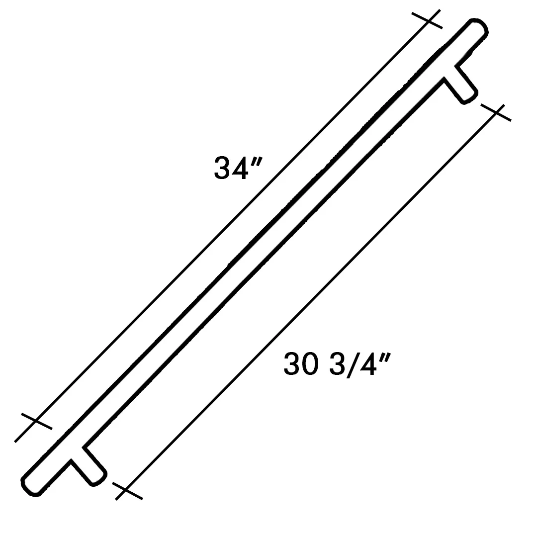 HANDLE BAR 9520 SERIES C/C 30-3/4" O/A 34" SATIN BRASS - Image 2