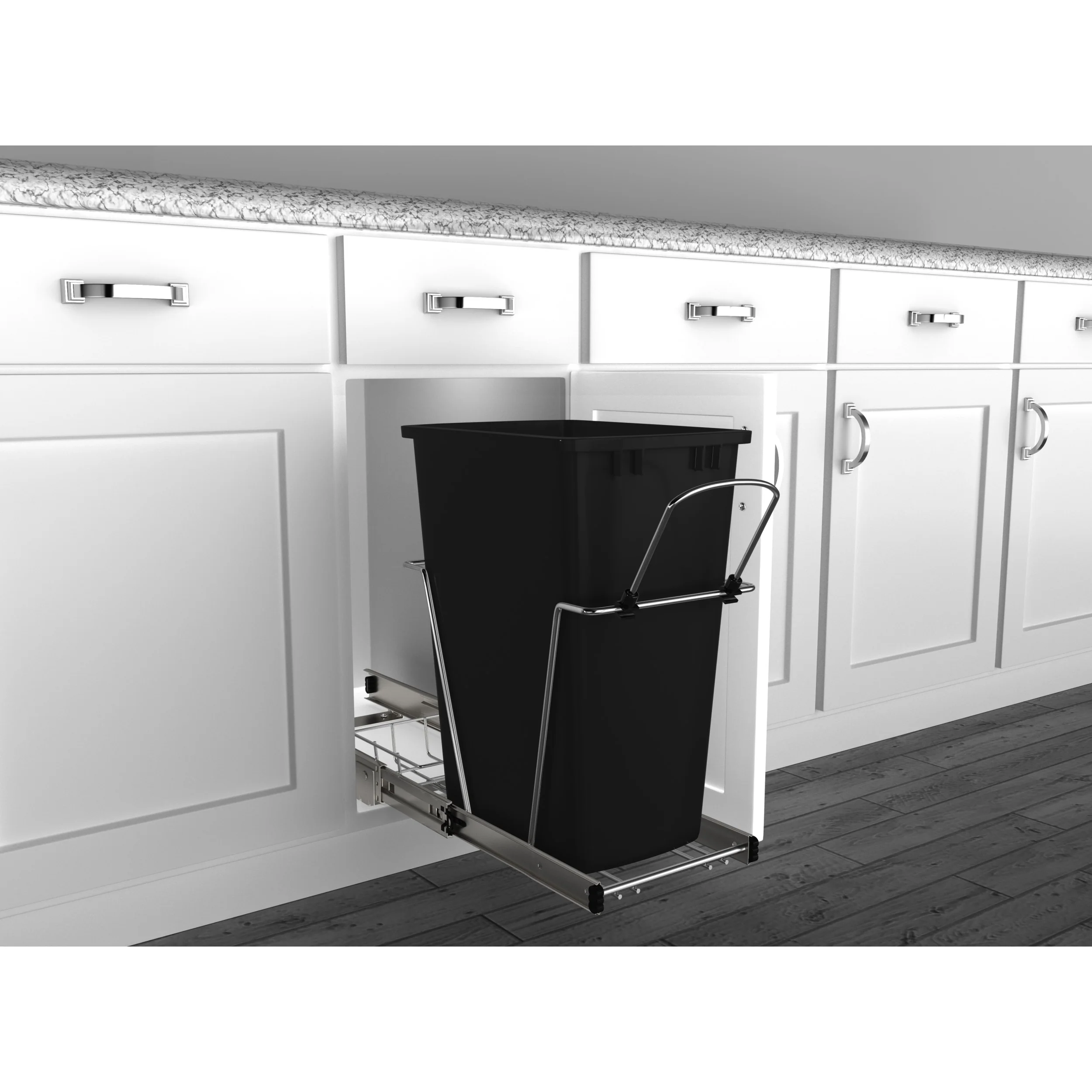 35 Qrt Pull-Out Waste Container Black  10.63 in (270 mm) W x 22 in (559 mm) D x 19.25 in (489 mm) H - Image 8