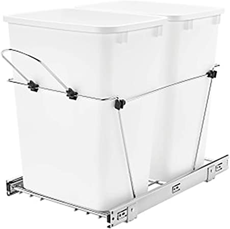 Double 35 Qrt Pull-Out Waste Containers White  14.38 in (365 mm) W x 22 in (559 mm) D x 19.25 in (489 mm) H - Image 3