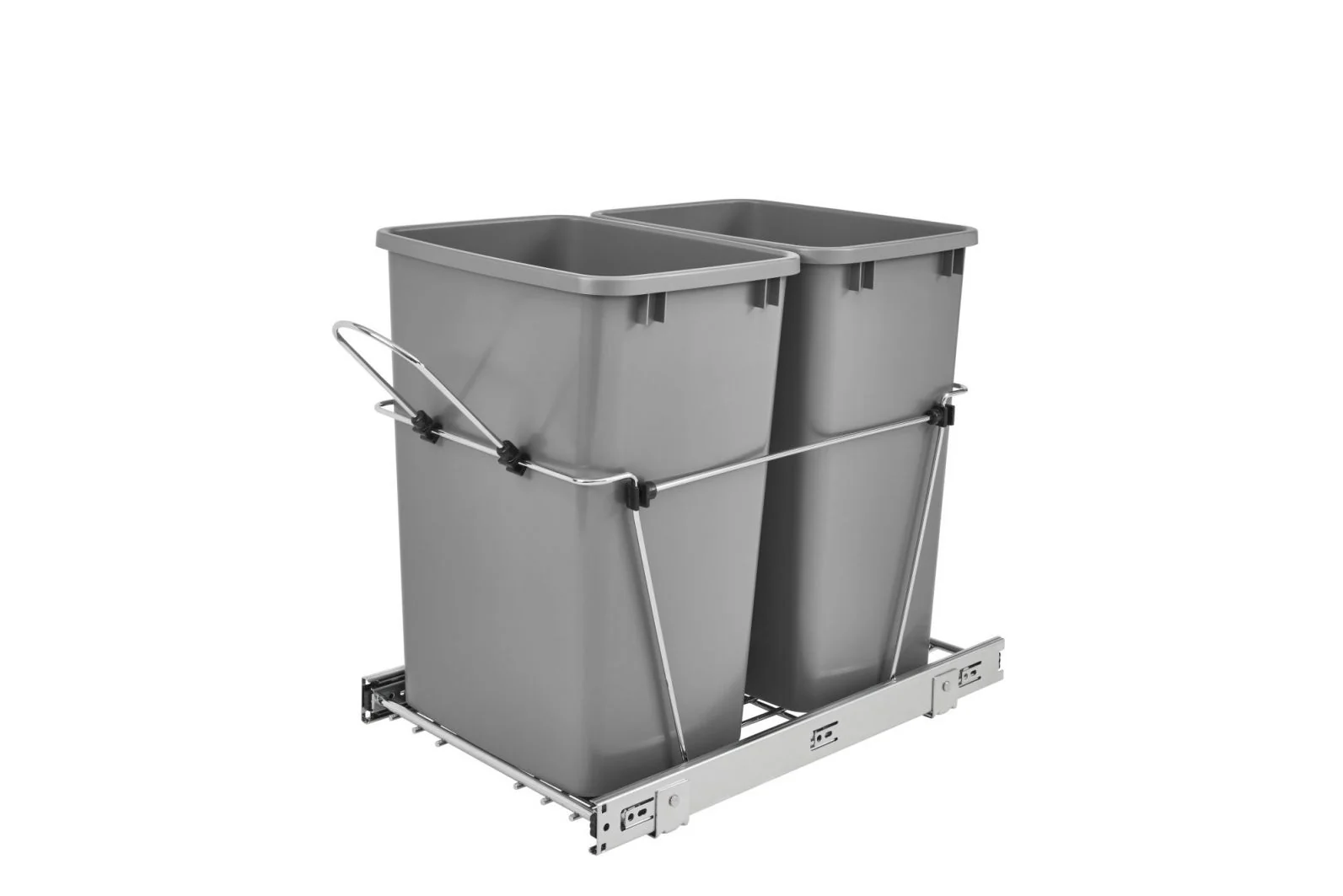 Double 35 Qrt Pull-Out Waste Containers Metallic Silver  14.38 in (365 mm) W x 22 in (559 mm) D x 19.25 in (489 mm) H - Image 10