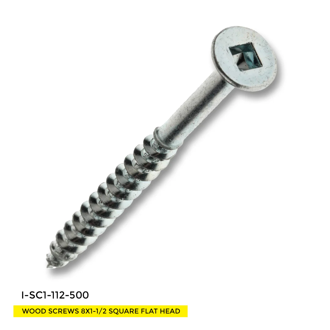 WOOD SCREWS IMEX SQUARE FLAT HEAD WITH NIBS #8 1-1/2" TYPE17 COARSE ZINC 500 BOX