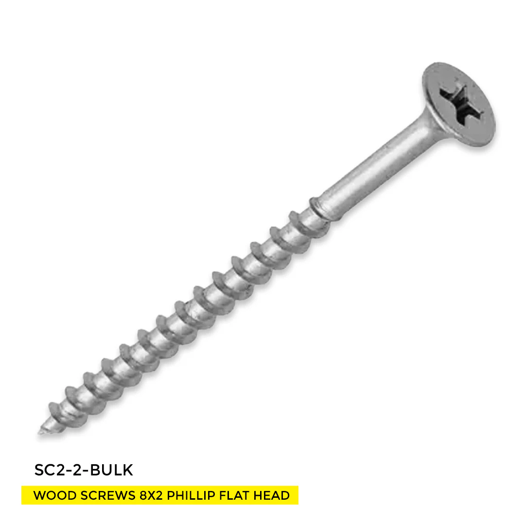 WOOD SCREWS IMEX PHILLIP FLAT HEAD WITH NIBS #8 2" TYPE 17 COARSE ZINC 3.500 BULK