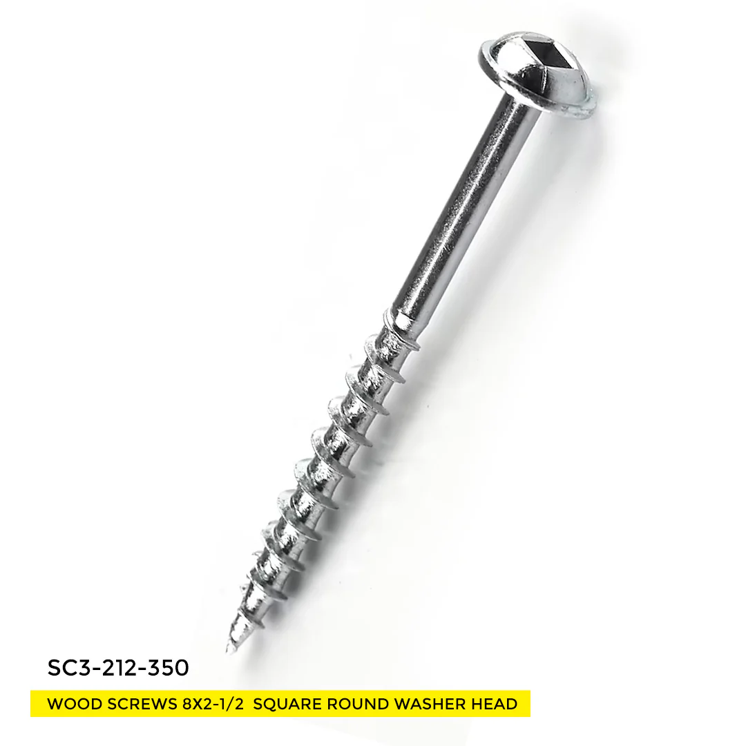 WOOD SCREWS IMEX SQUARE ROUND WASHER WITH NIBS #8 2-1/2" TYPE 17 COARSE ZINC 350 BOX - Image 2