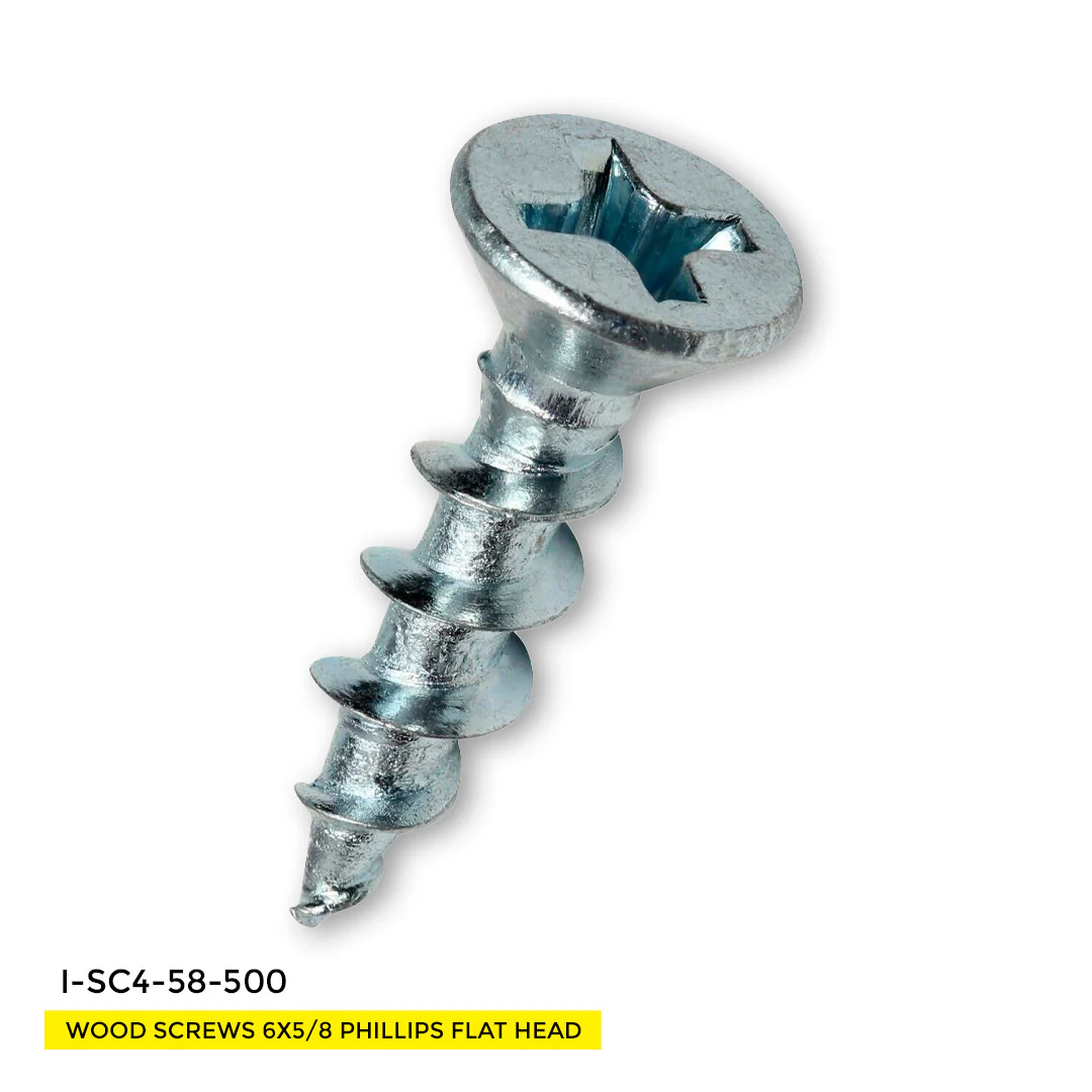 WOOD SCREWS 6X5/8 PHILLIPS FLAT HEAD COARSE  NICKEL 500 - Image 2