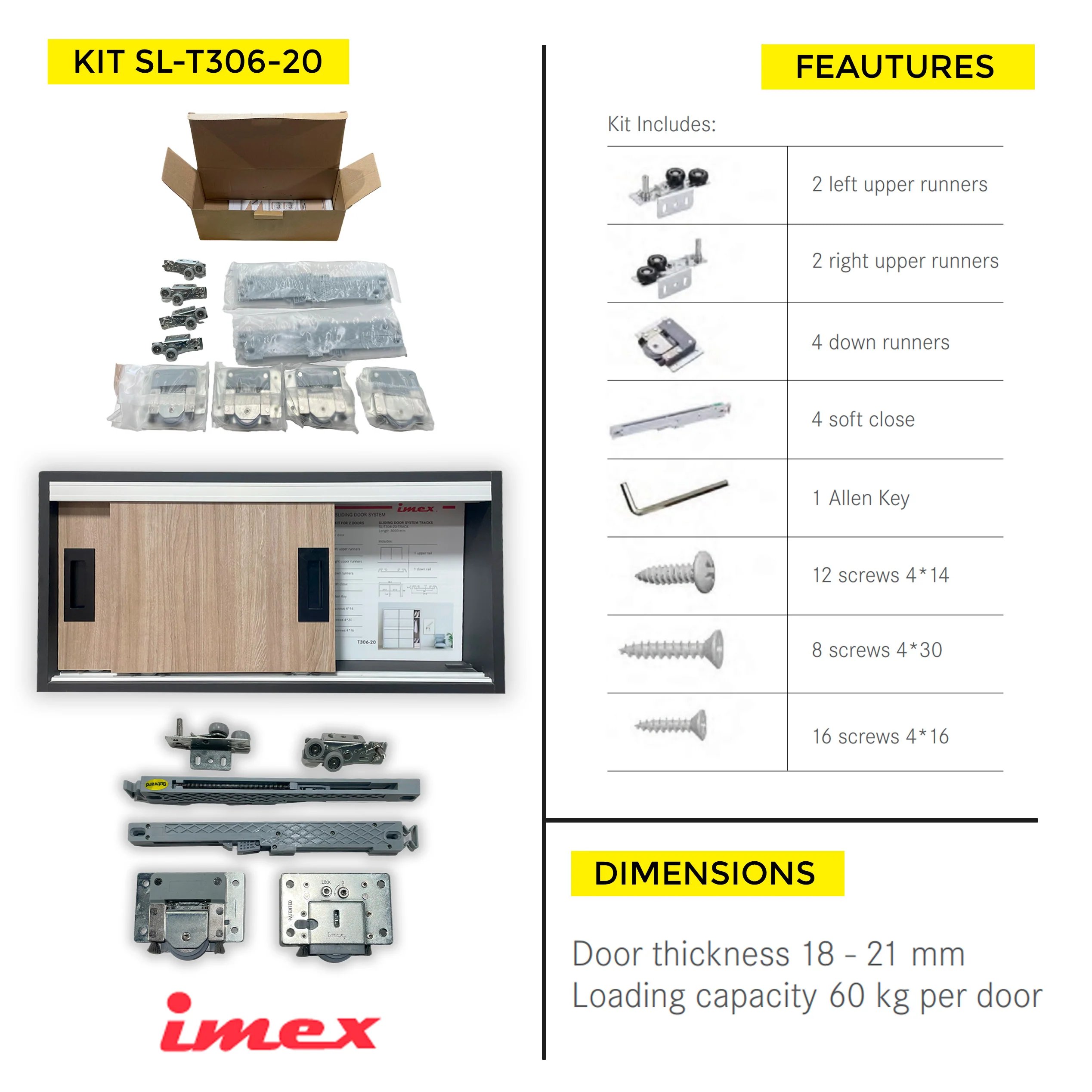 SLIDING DOOR SYSTEM KIT FOR 2 21MM 60KG - Image 5