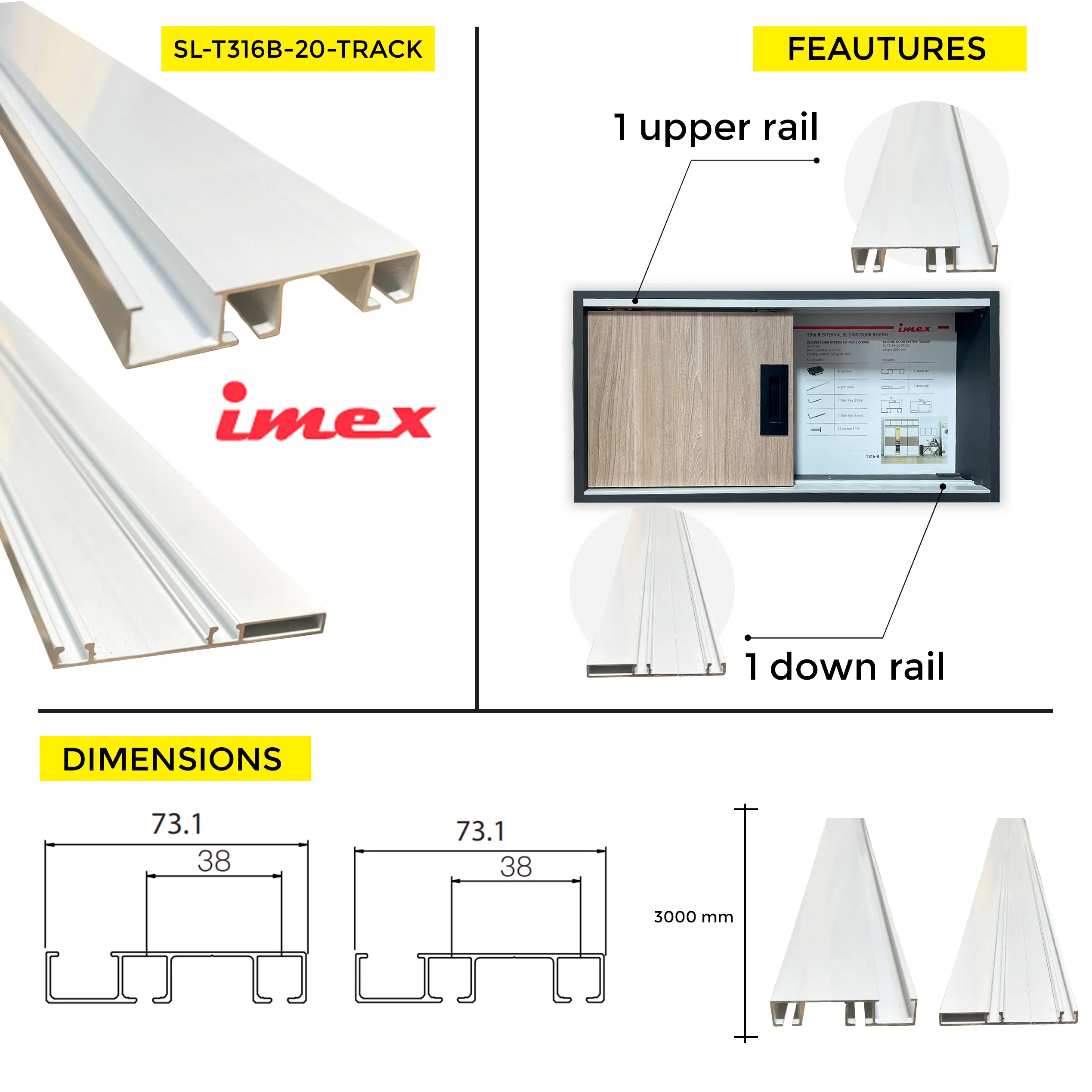 SLIDING DOOR SYSTEM TRACKS 3M - Image 12