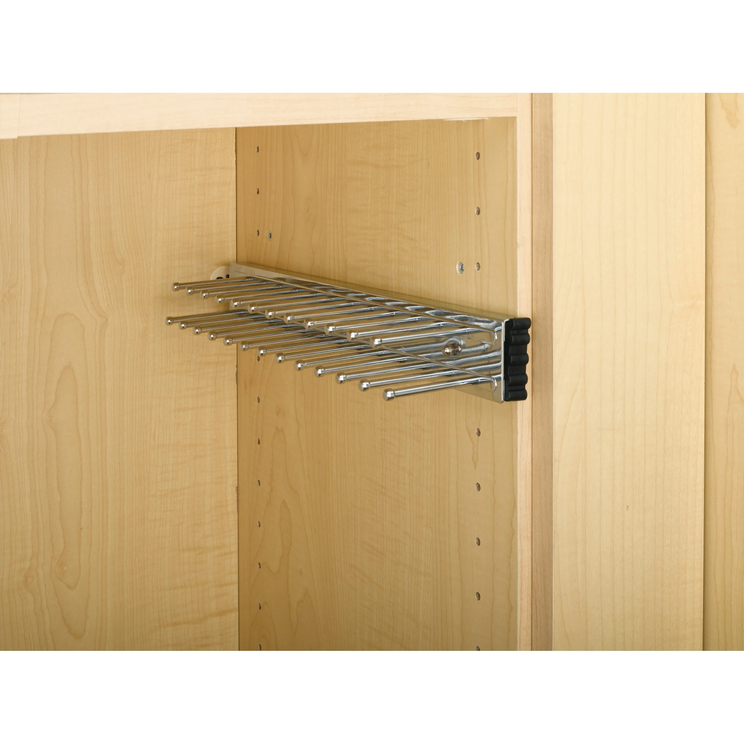 14 in Chrome Side mount Tie Rack Chrome  2.5 in (64 mm) W x 14 in (356 mm) D x 1.88 in (48 mm) H - Image 4
