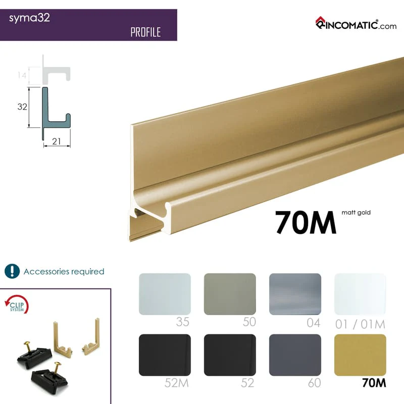 Syma32 Profile Handle Matt Gold 2670 mm (105 1/8 inches)